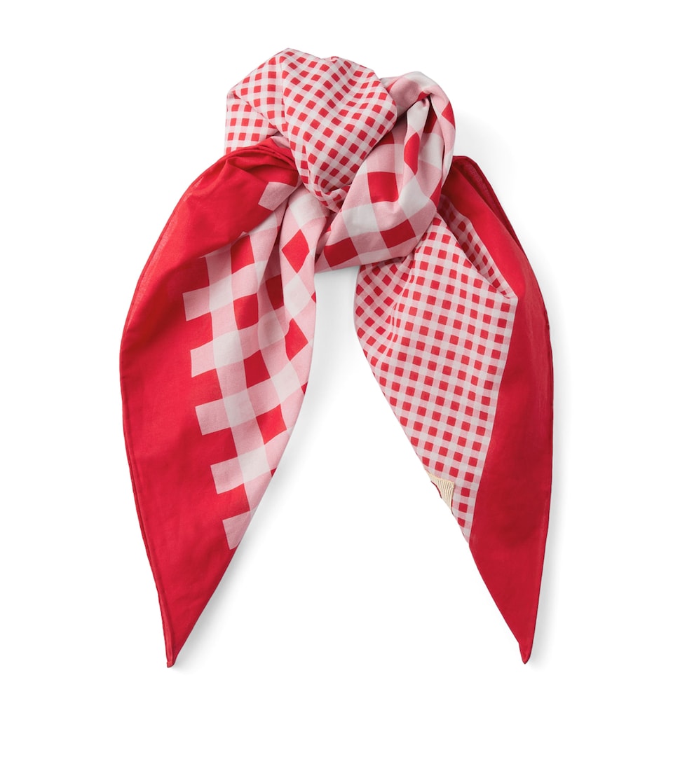 Jimmy Choo Cotton Gingham Sula Bandana Ruby Red Mix
