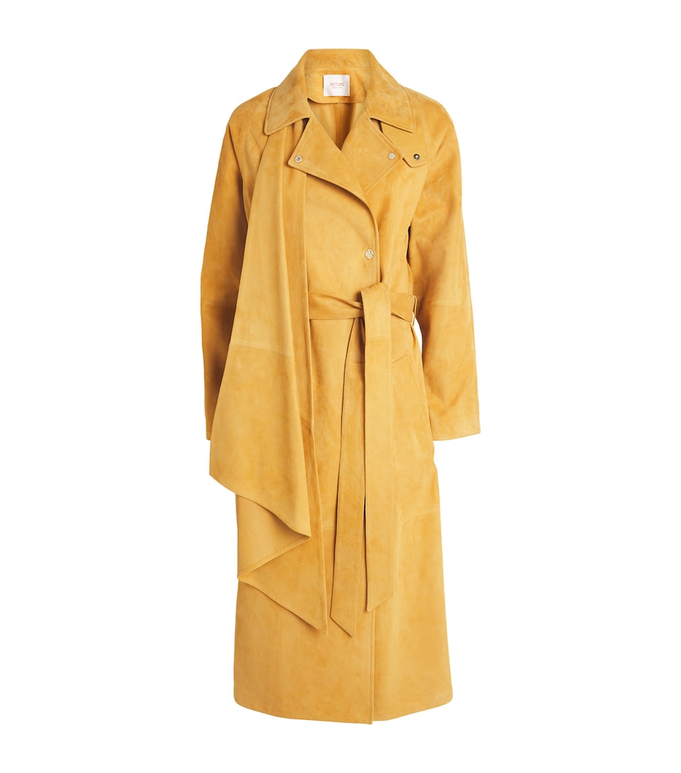 Suede Scarf Trench Coat