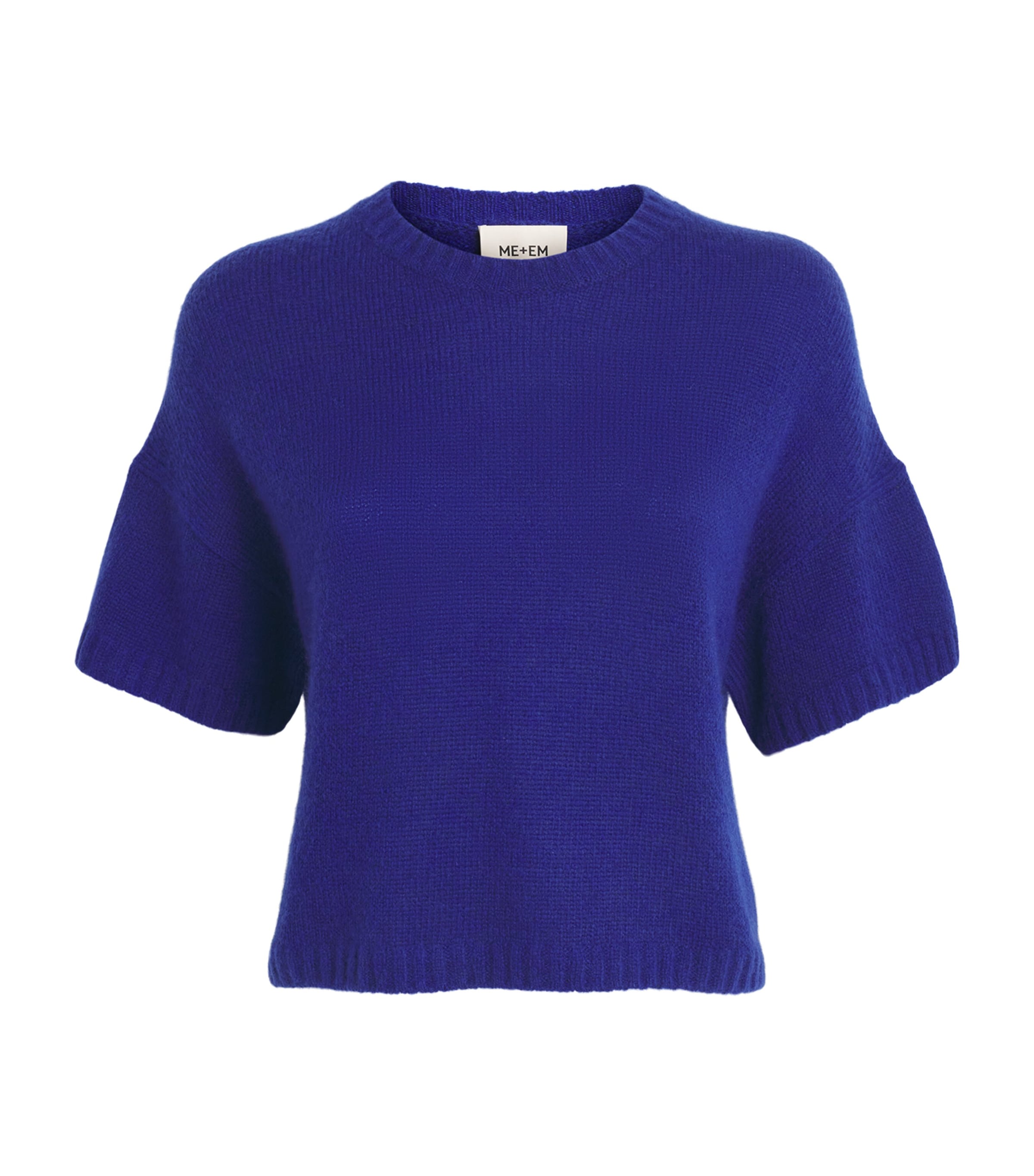 ME+EM Womens Wool-Cashmere-Silk Cropped Sweater Bright Jewel Blue