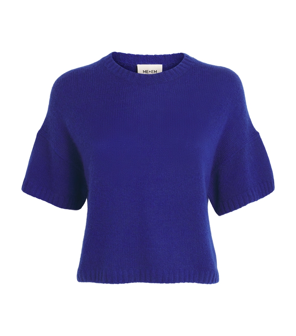 ME+EM Womens Wool-Cashmere-Silk Cropped Sweater Bright Jewel Blue