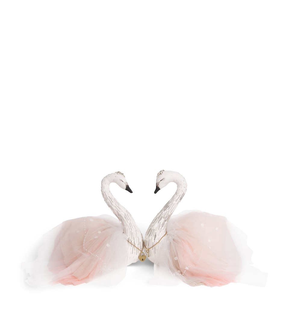 Alice Mary Lynch Small Swan Couple Ornament (42cm) White/pink