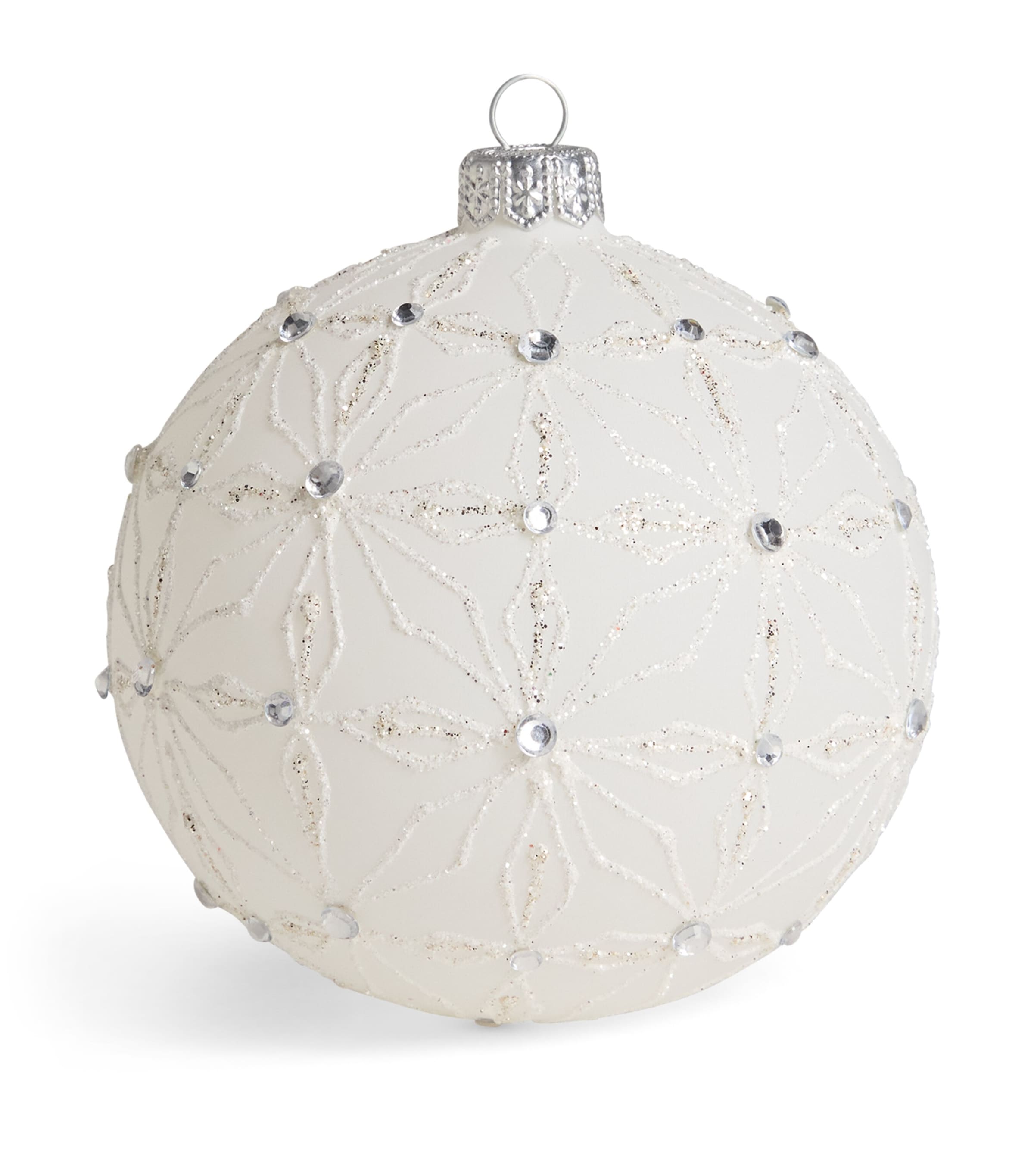 Harrods Glitter Snowflake Bauble White Matt