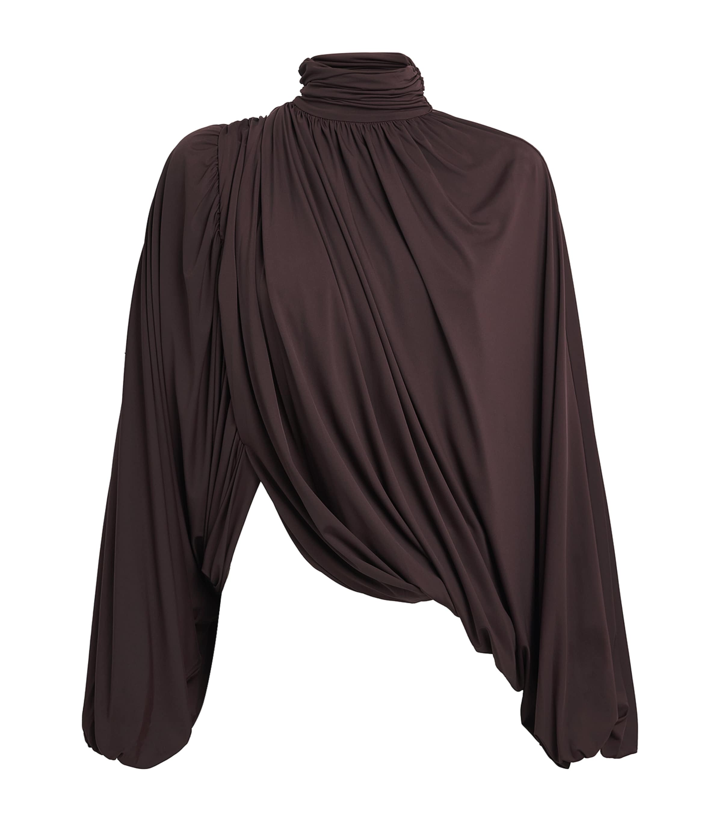 De La Vali Womens Asymmetric Floro Top Umber Brown