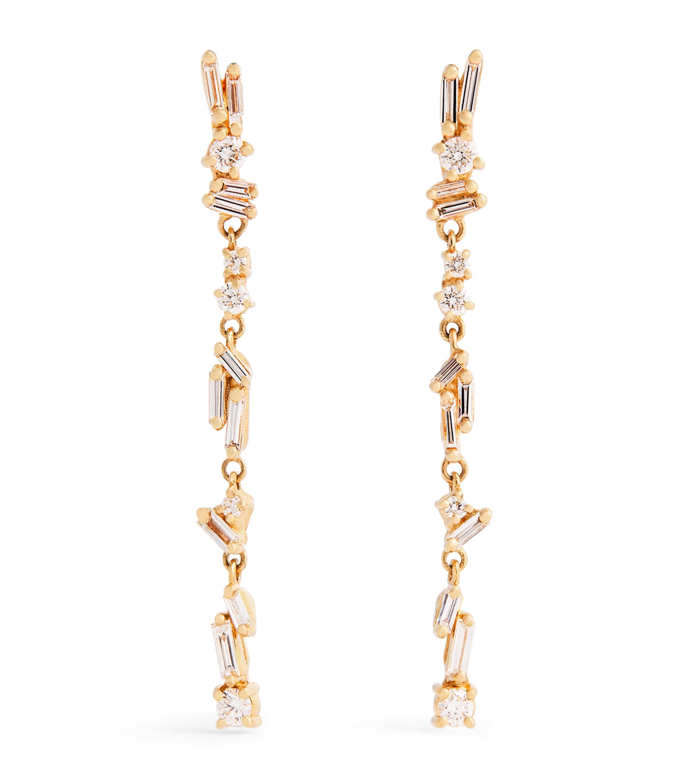 Suzanne Kalan Yellow Gold and Diamond Classic Sparkler Drop Earrings Yg/wd