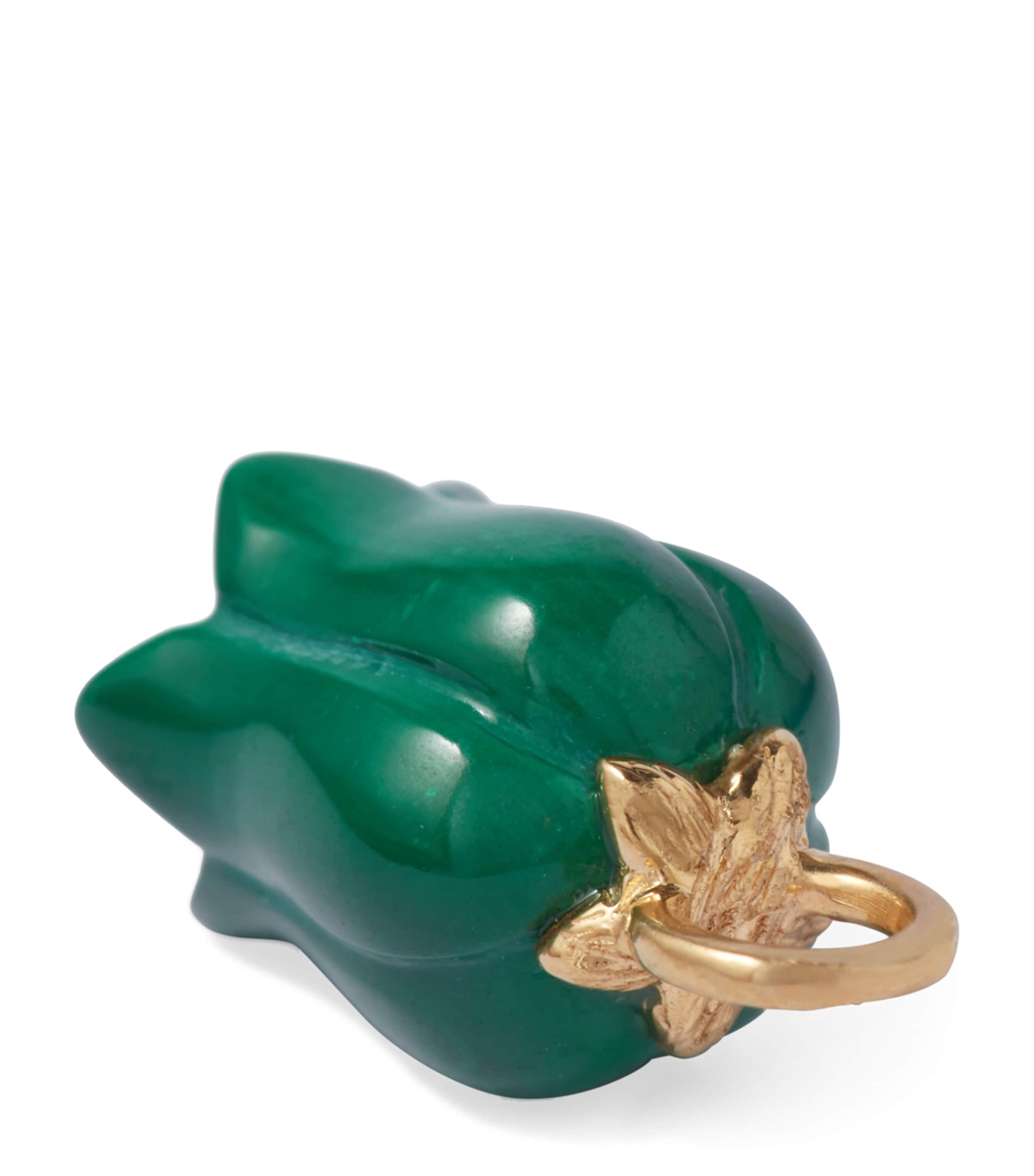 Yellow Gold, Malachite and Pearl Tulip Earrings