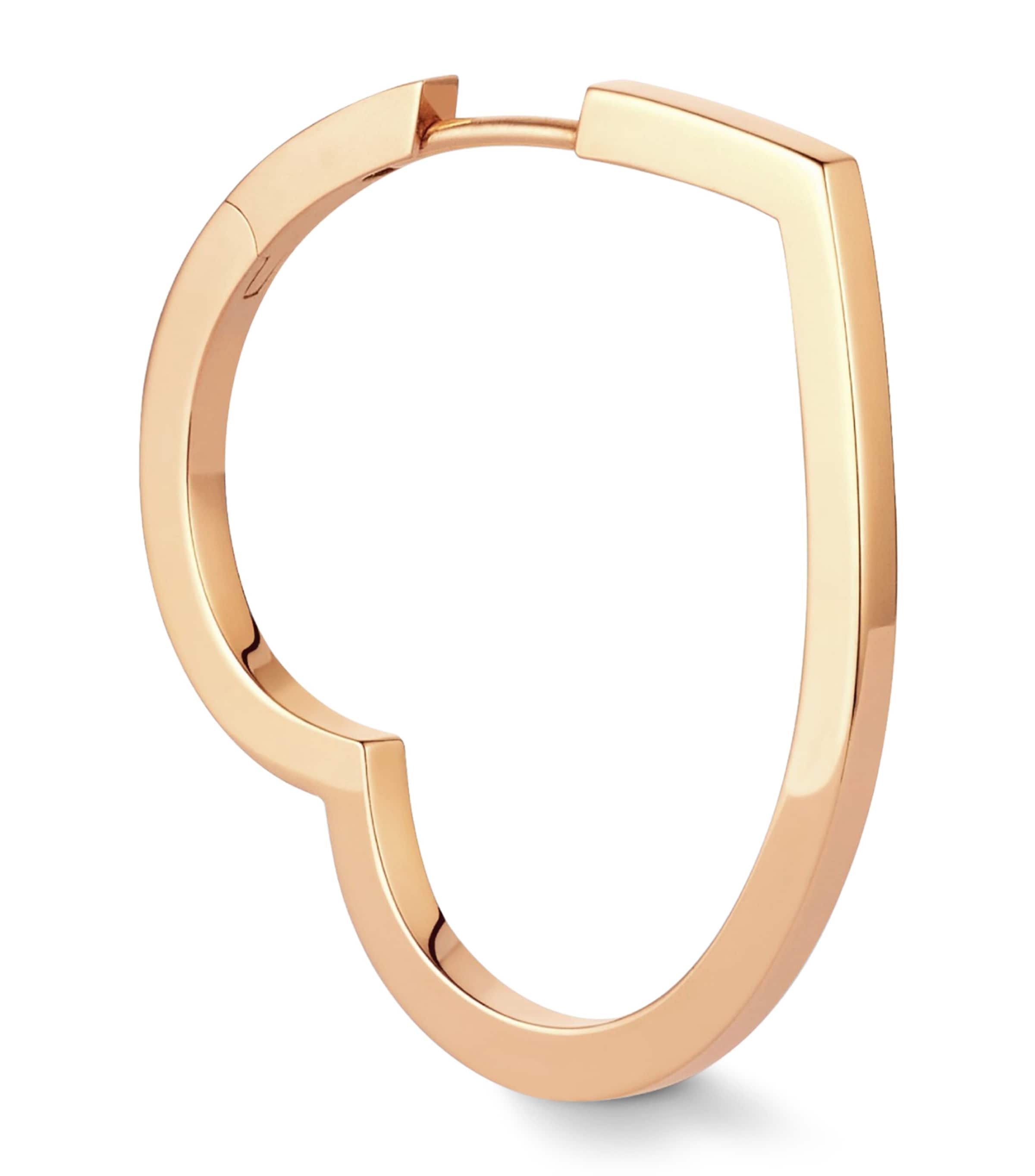 Repossi Large Rose Gold Heart Antifer Hoop Earrings Pink Gold
