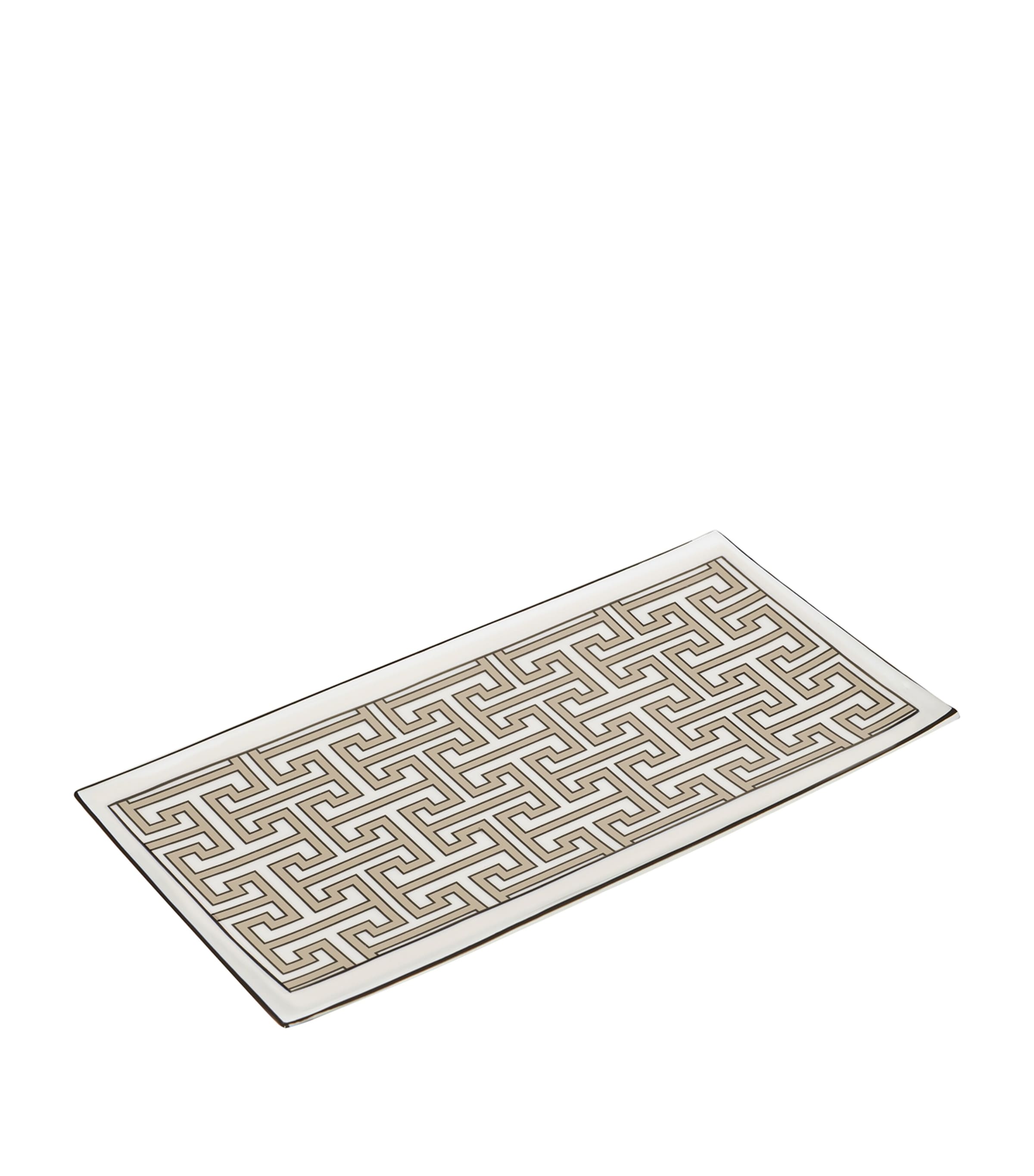 O.W.London Bone China Rectangular Maze Truffle Plate (29cm) Truffle/white