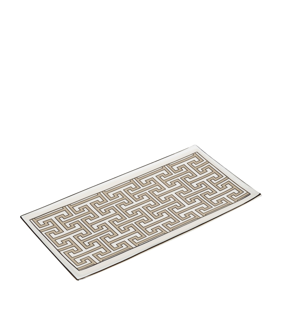 O.W.London Bone China Rectangular Maze Truffle Plate (29cm) Truffle/white