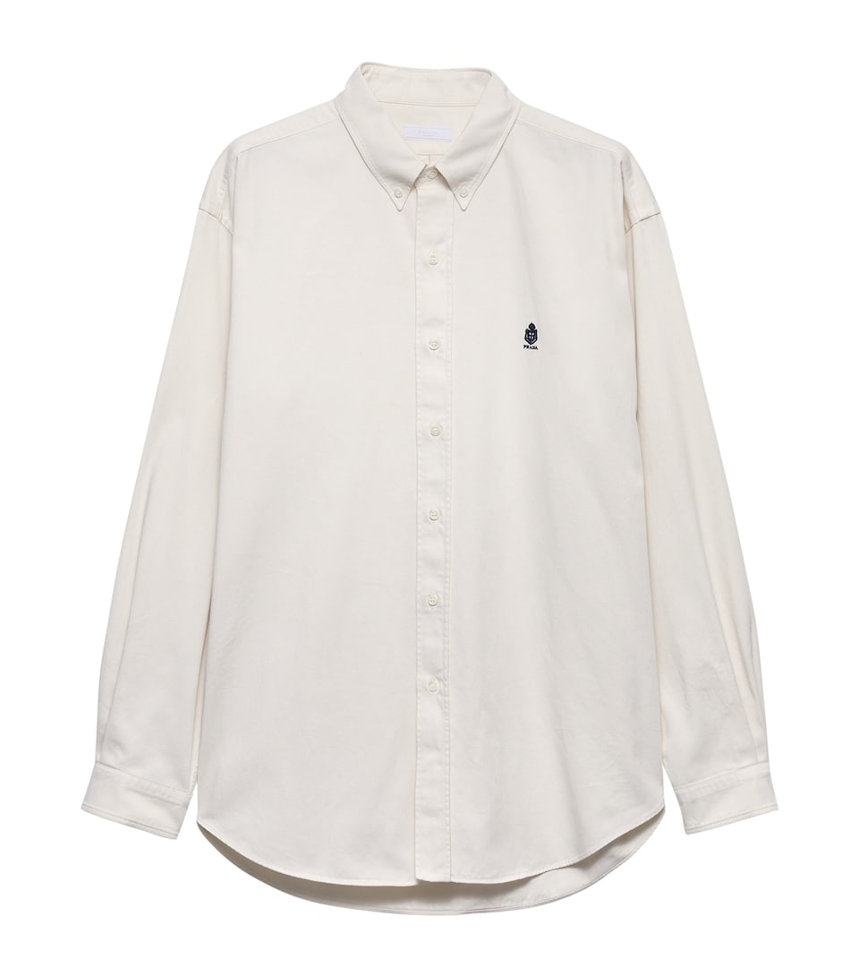 Prada Mens Cotton Logo Shirt Neutral