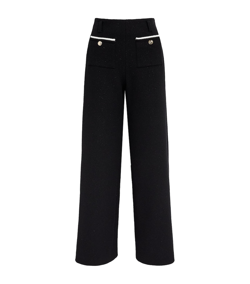 Maje Womens Tweed Wide-Leg Trousers Black