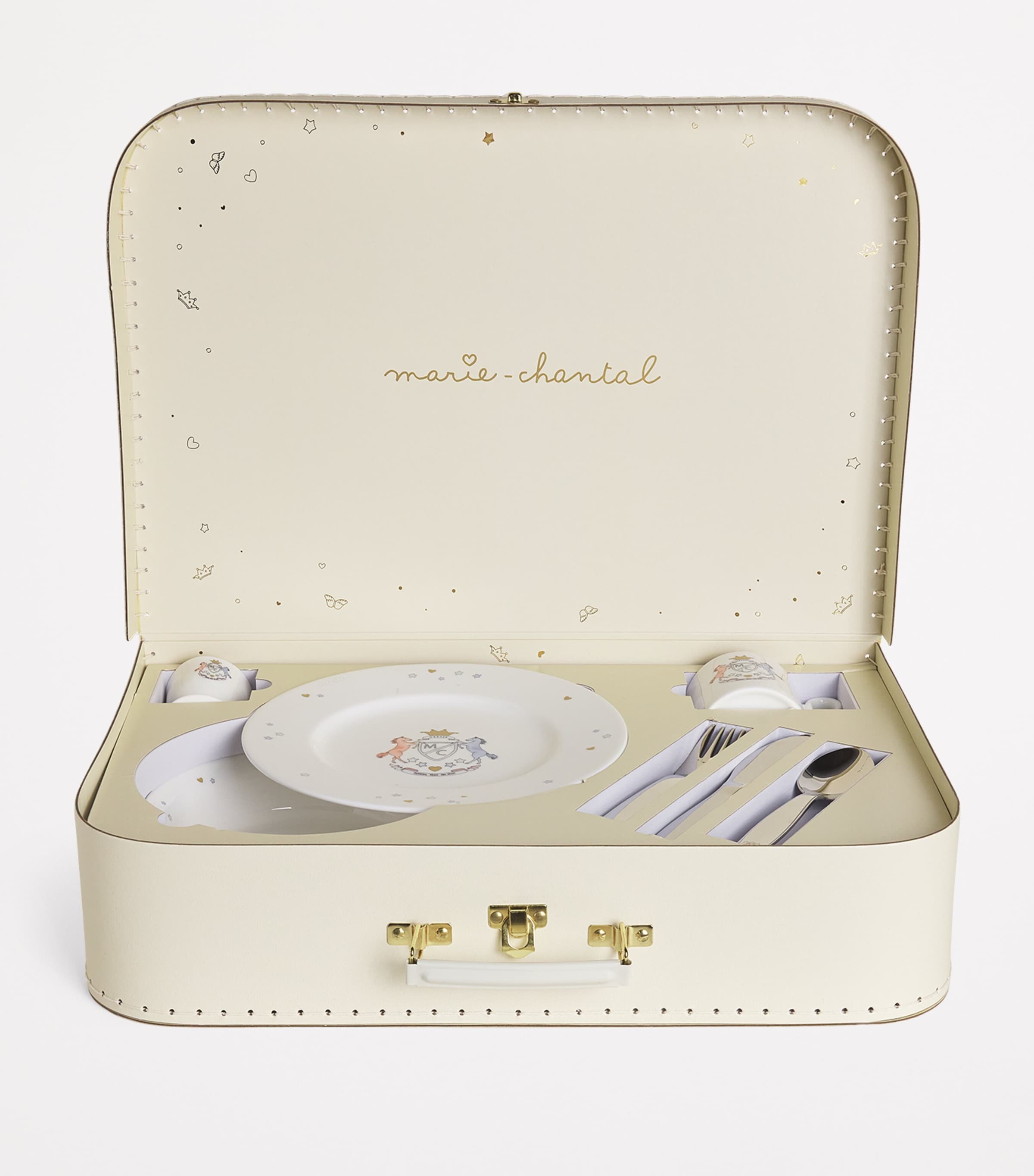 Marie-Chantal The Crest Collection Breakfast Suitcase Set Milky White