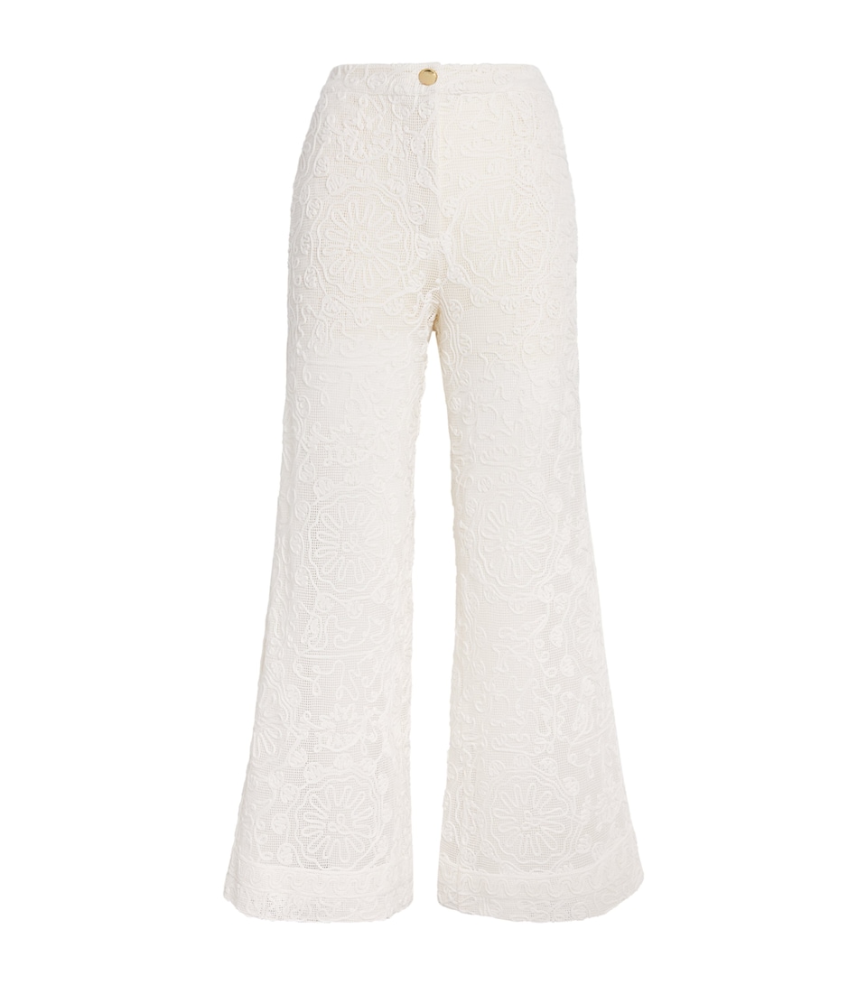 Maje Womens Guipure Lace Flared Trousers Ecru