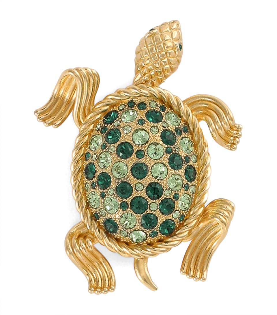 Dolce&Gabbana Embellished Turtle Brooch Verde/oro