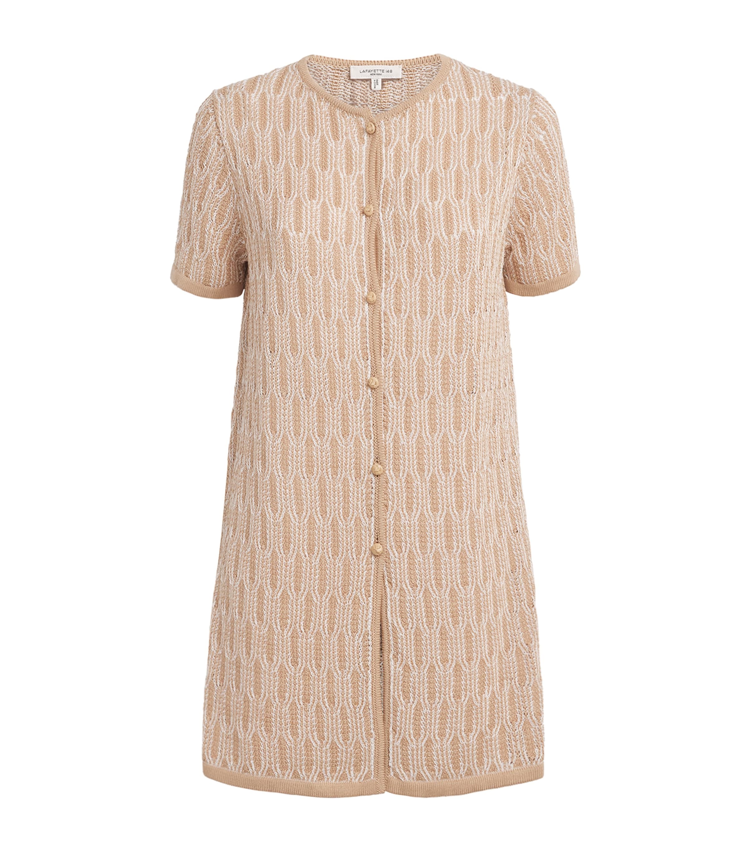 Lafayette 148 Cotton Lace-Knit Cardigan Natum Natural Multi