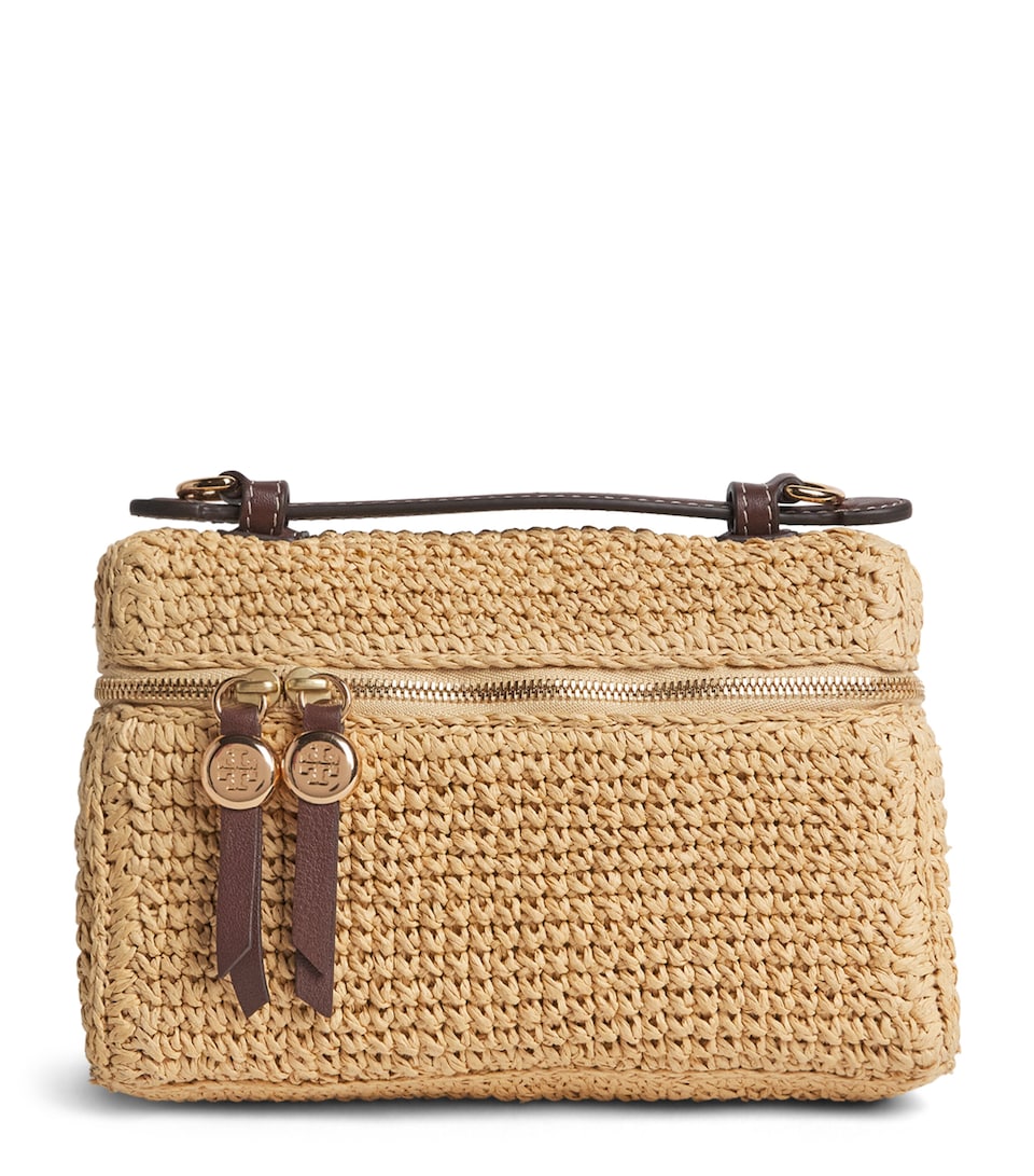 Tory Burch Raffia Romy Slim Top-Handle Bag Natural
