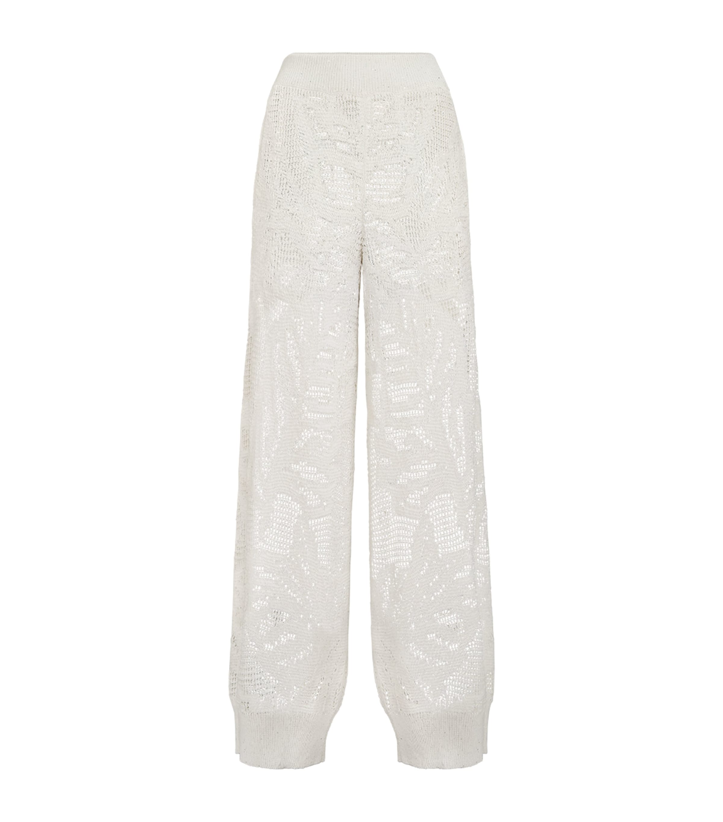Linen-Cotton Lace-Effect Sweatpants