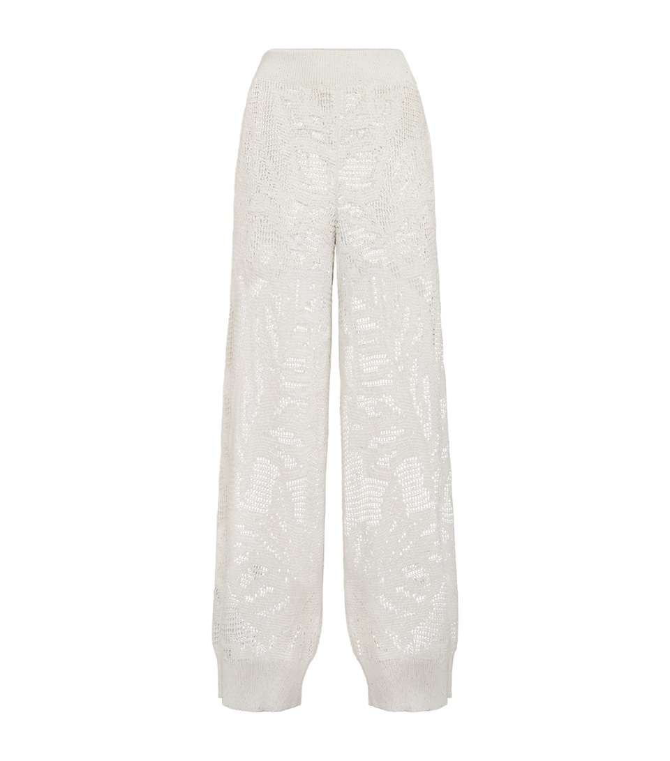 Linen-Cotton Lace-Effect Sweatpants