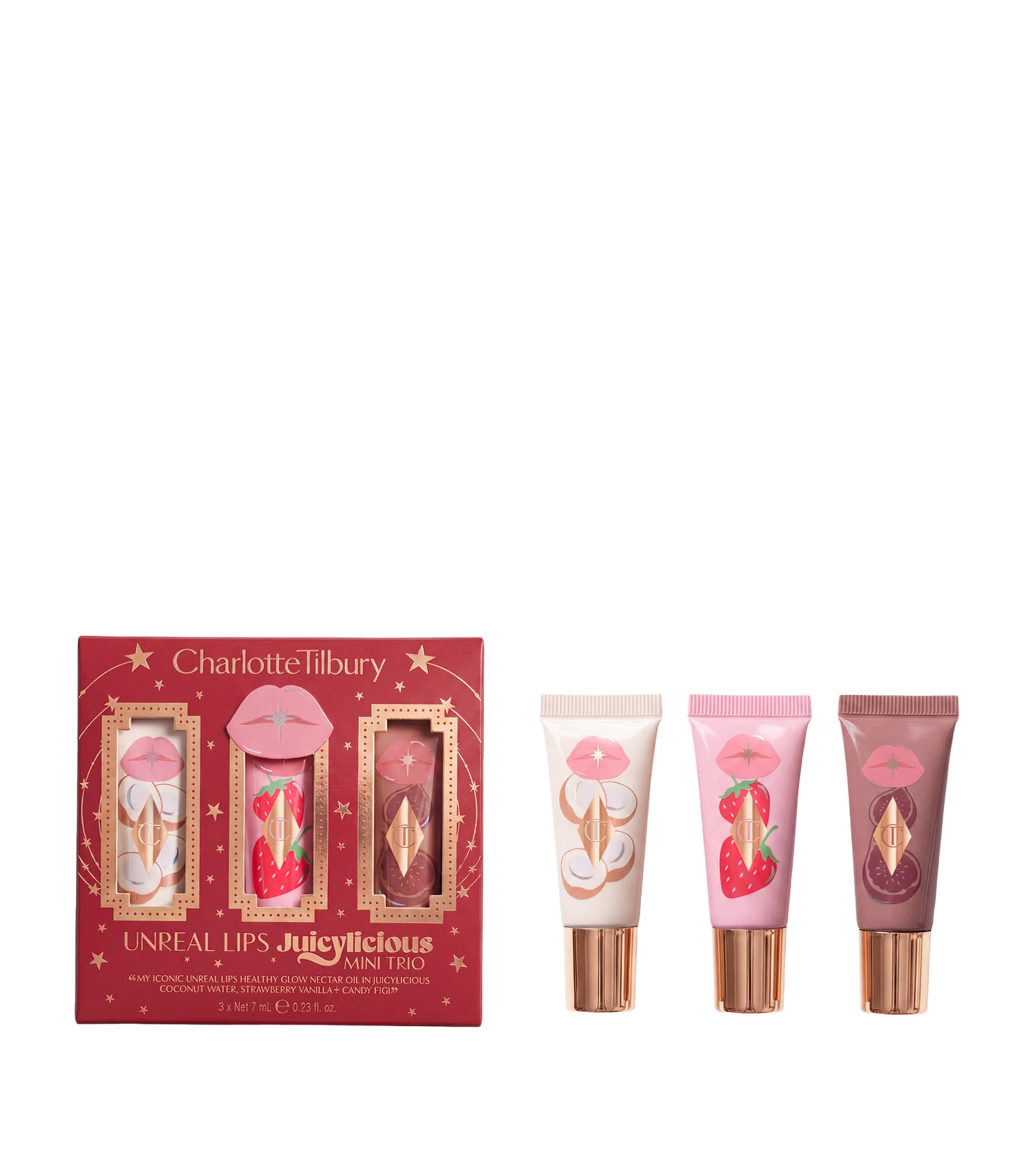Charlotte Tilbury Unreal Lips Juicylicious Mini Trio Clear Brown Pink