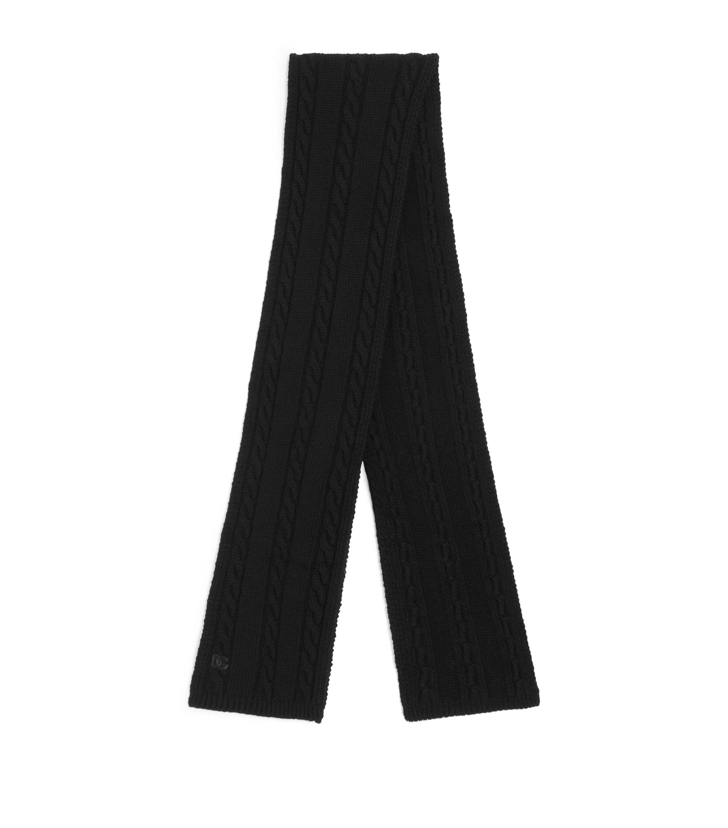 Dolce&Gabbana Virgin Wool Cable-Knit Scarf Black