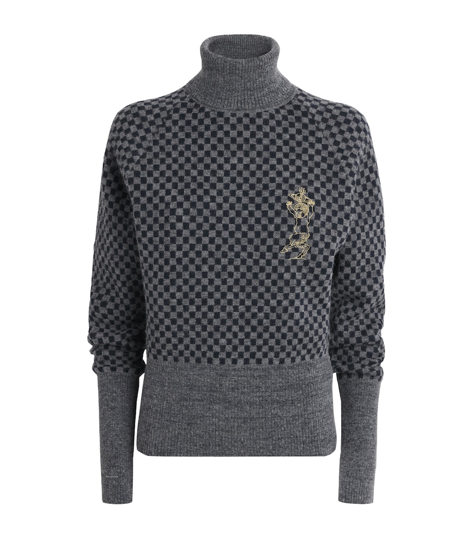 Vivienne Westwood Womens Checkmate Rollneck Sweater Melange/nvy