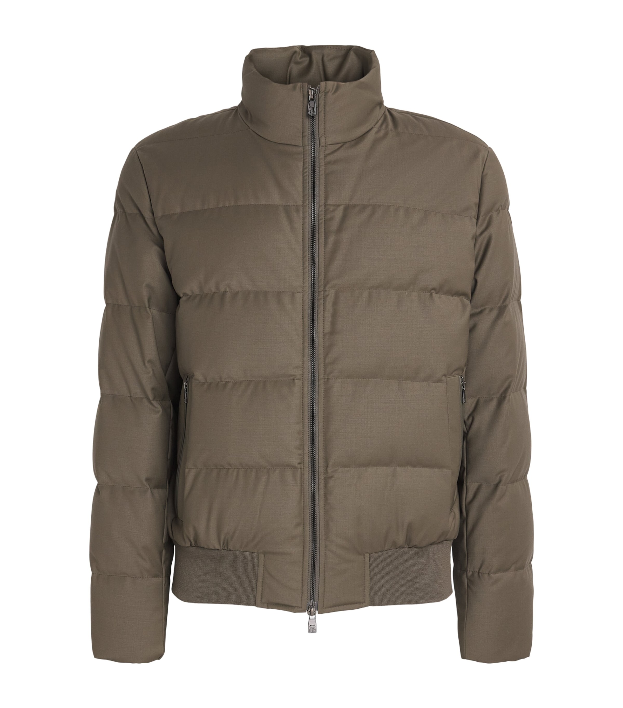 Corneliani Mens Down Virgin Wool Puffer Jacket Green Coloured