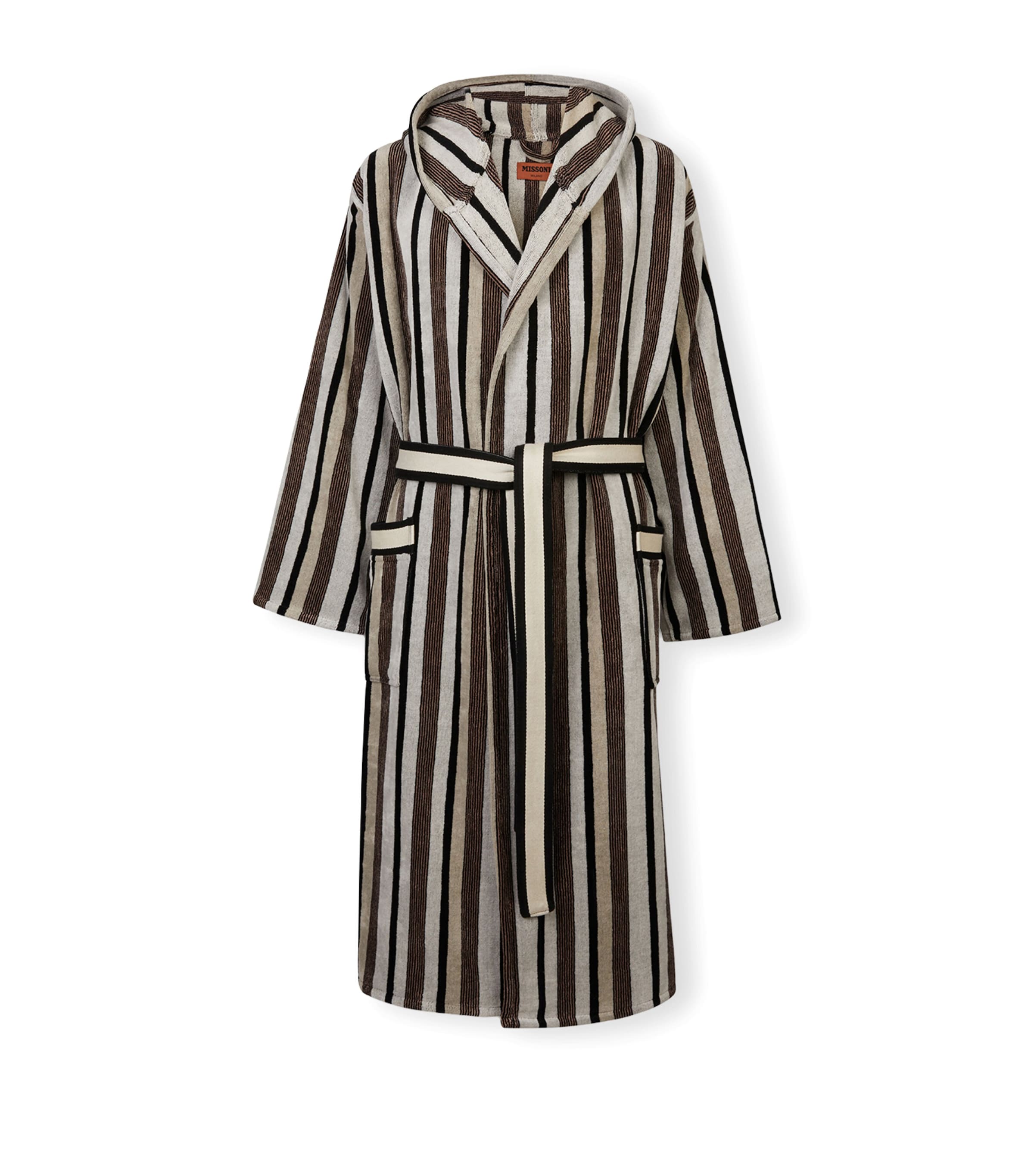 Missoni Home Towelling Striped Craig Robe (Medium) Blk/wht