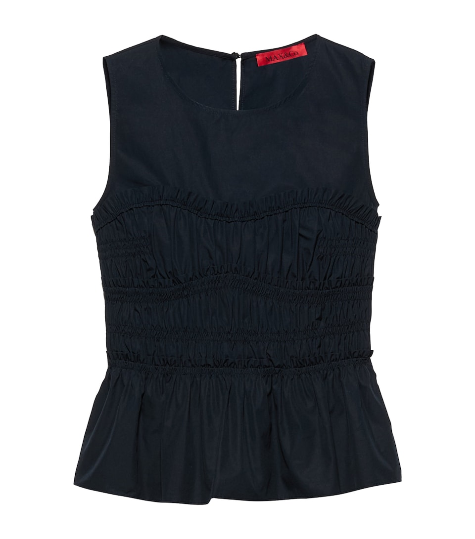 MAX&Co. Womens Shirred Sleeveless Top Black