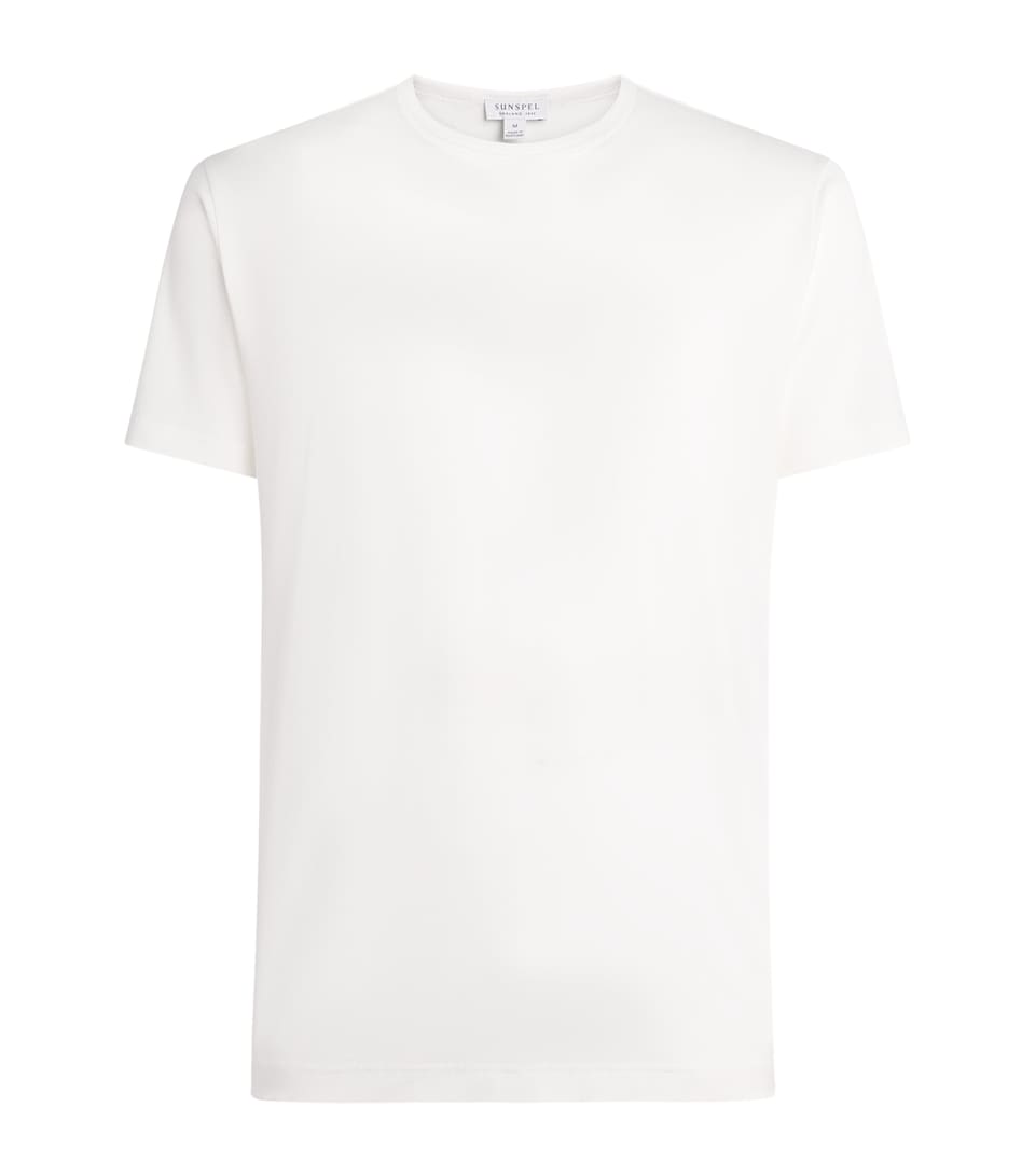 Sunspel Mens Stretch-Tencel T-Shirt Whaa White