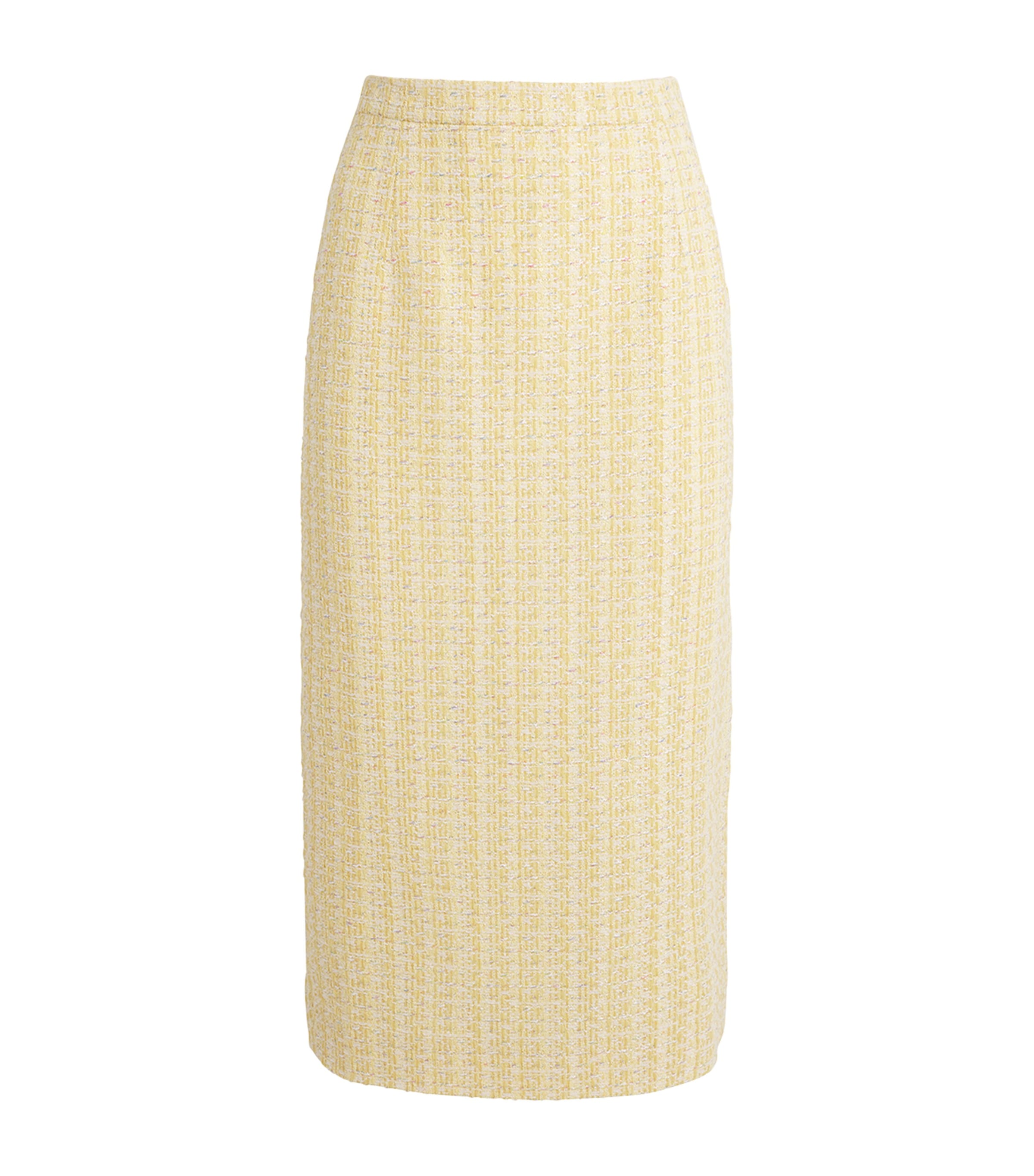 Alessandra Rich Womens Tweed Sequin-Embellished Midi Skirt Yellow Whit