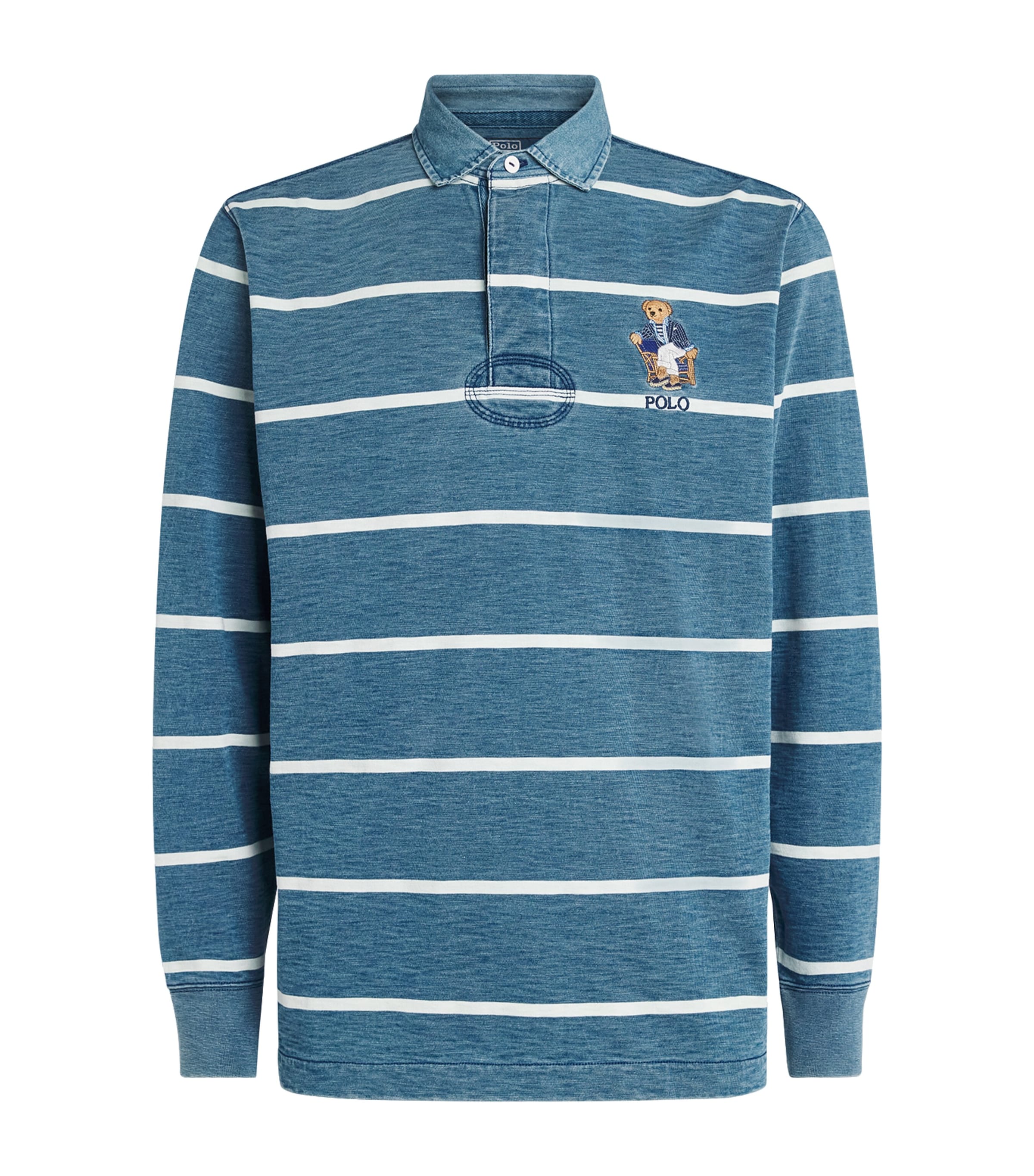 Polo Ralph Lauren Mens Stripe Polo Bear Rugby Shirt Nport Br Med Ind/nvs