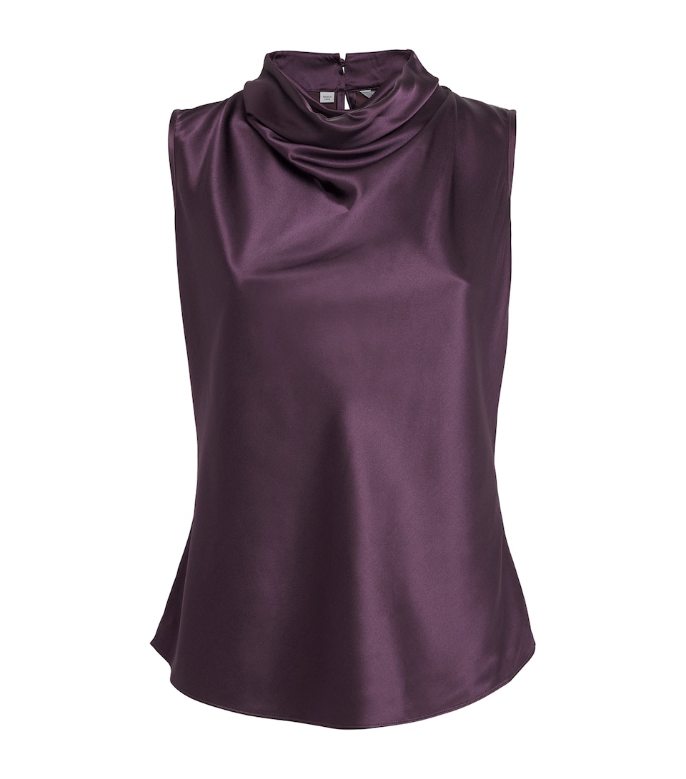 Veronica Beard Womens Silk-Blend Sleeveless Tam Blouse Dark Eggplant