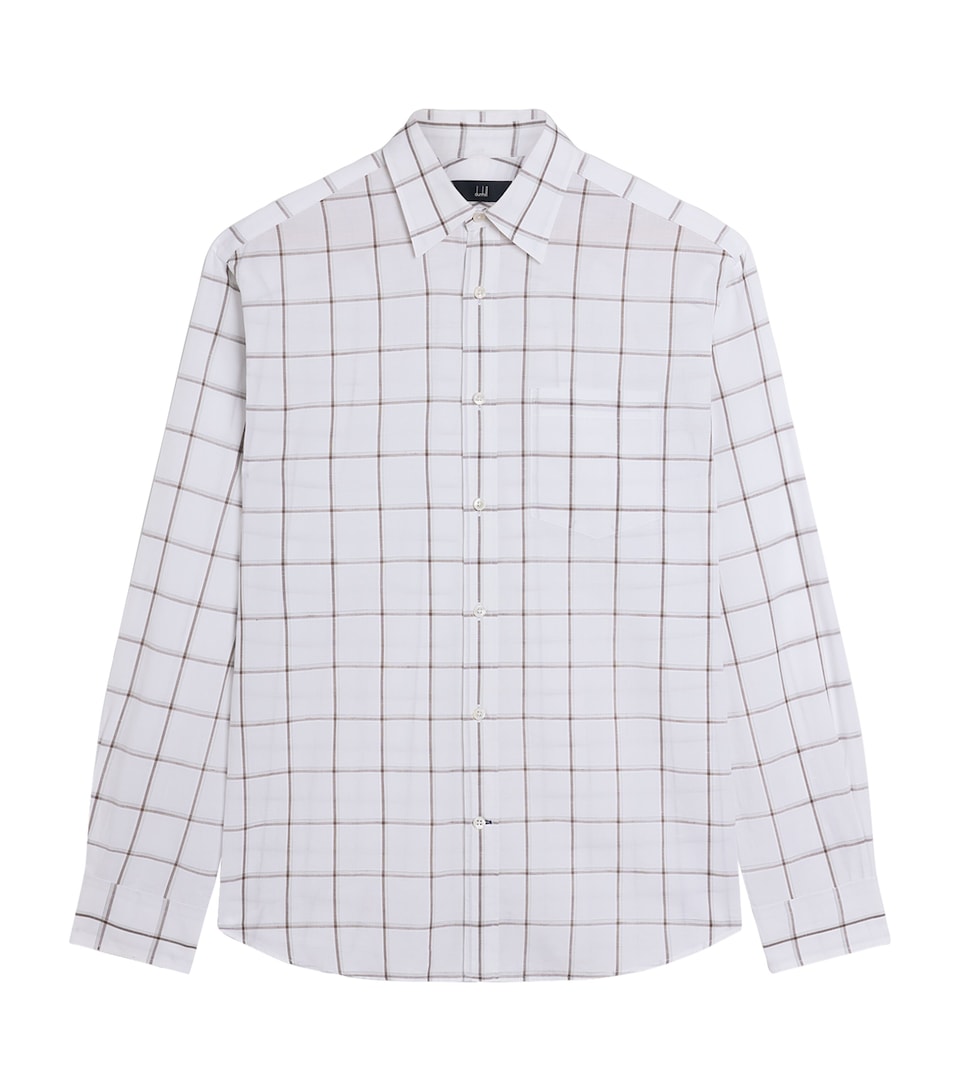 Dunhill Mens Cotton-Linen Check Shirt