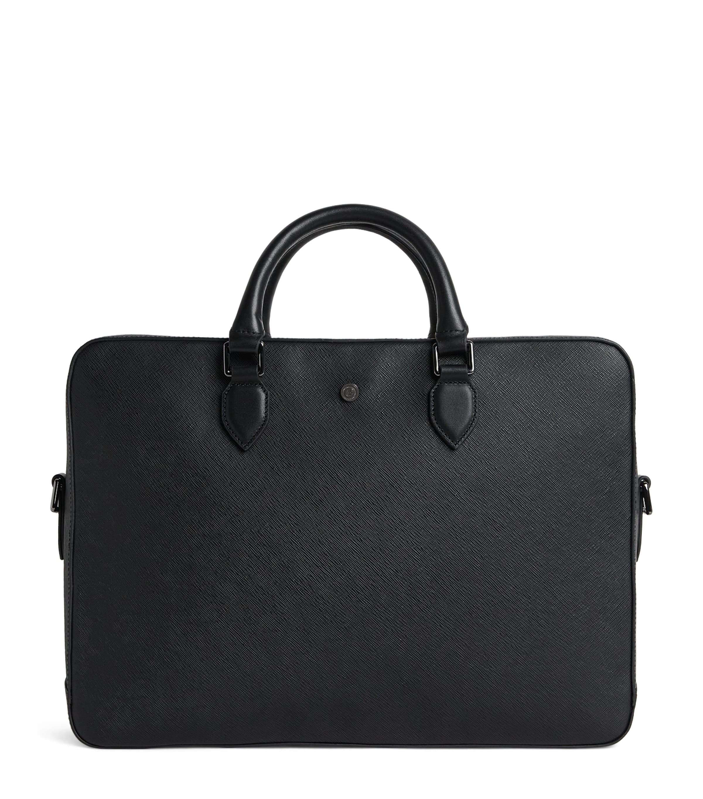 Harrods Saffiano Leather Briefcase Black