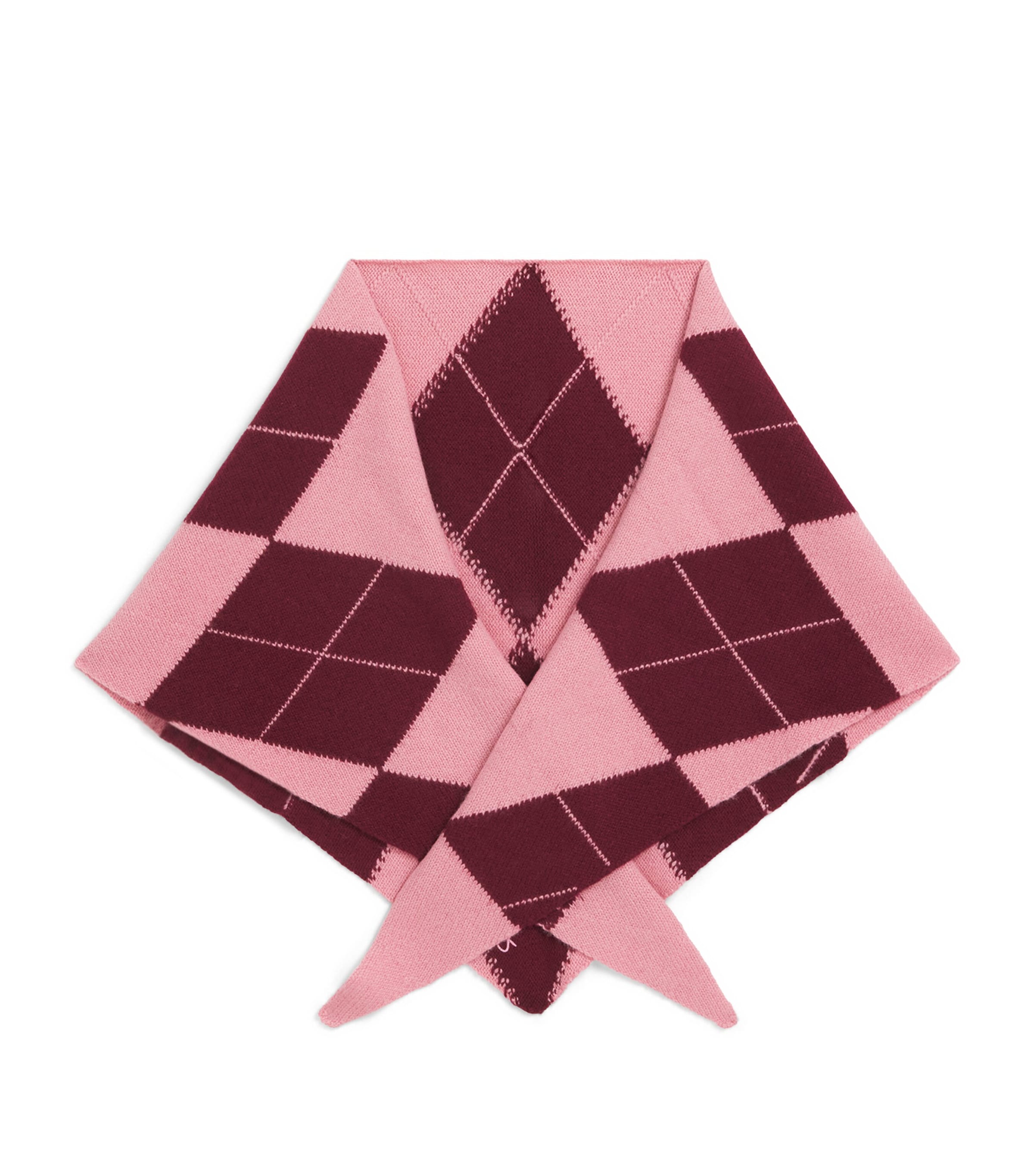 TBCO Merino Wool Arygle Triangle Scarf Pink Argyle