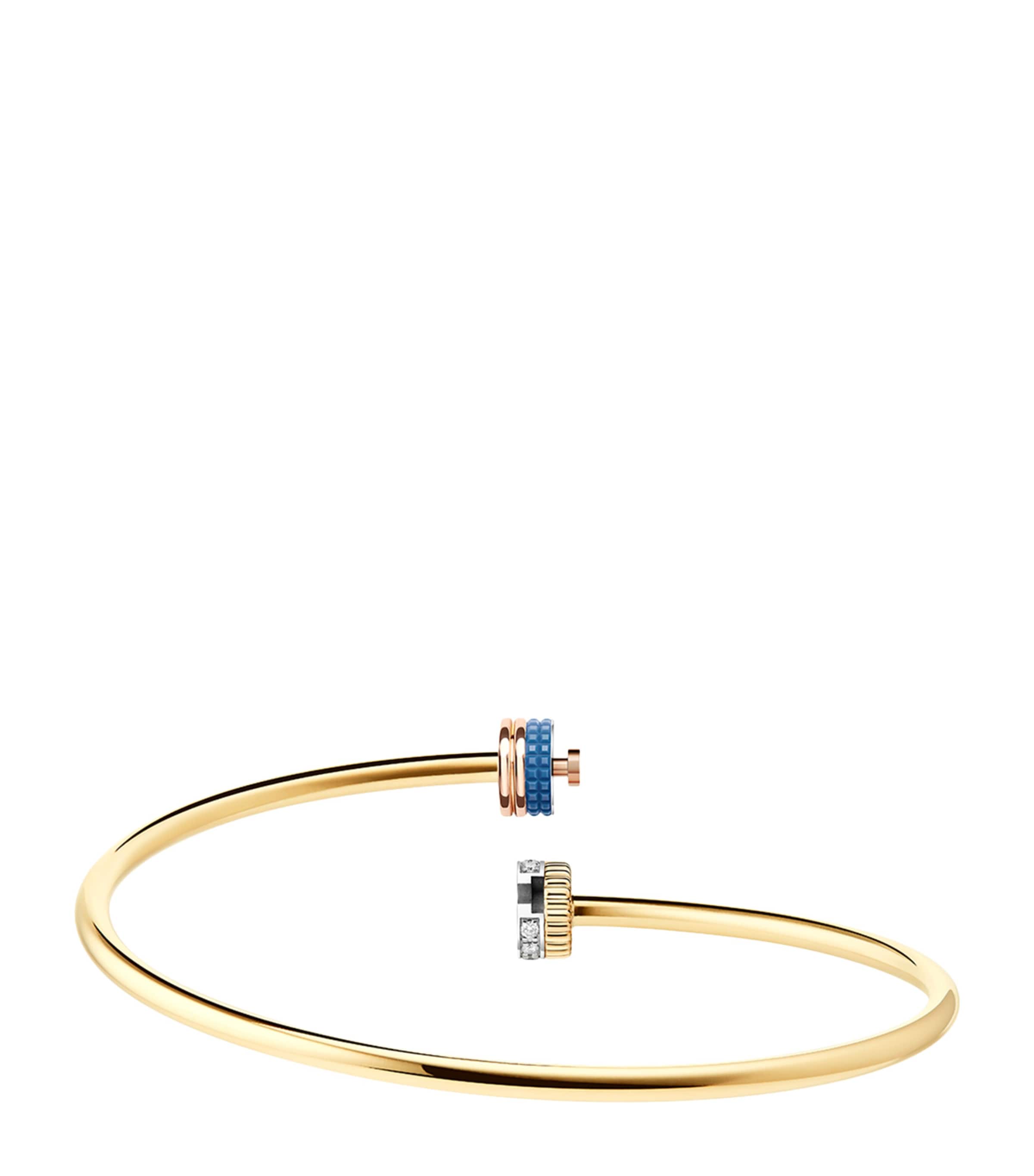Mixed Gold and Diamond Quatre Blue Edition Bangle