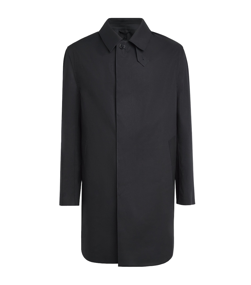 Mackintosh Mens Rubberised Cotton Waterproof Dunoon Overcoat Black