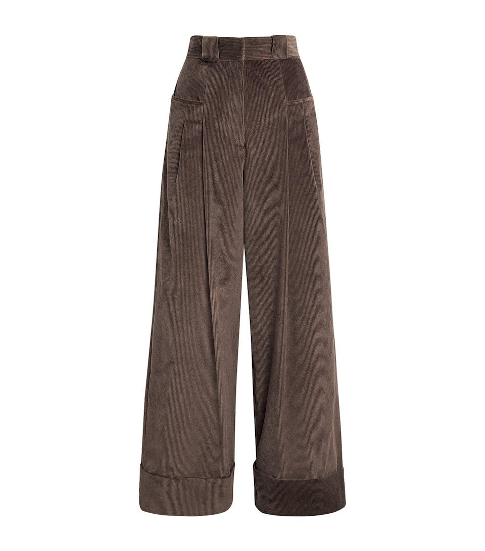 Corduroy Wide-Leg Tailored Trousers