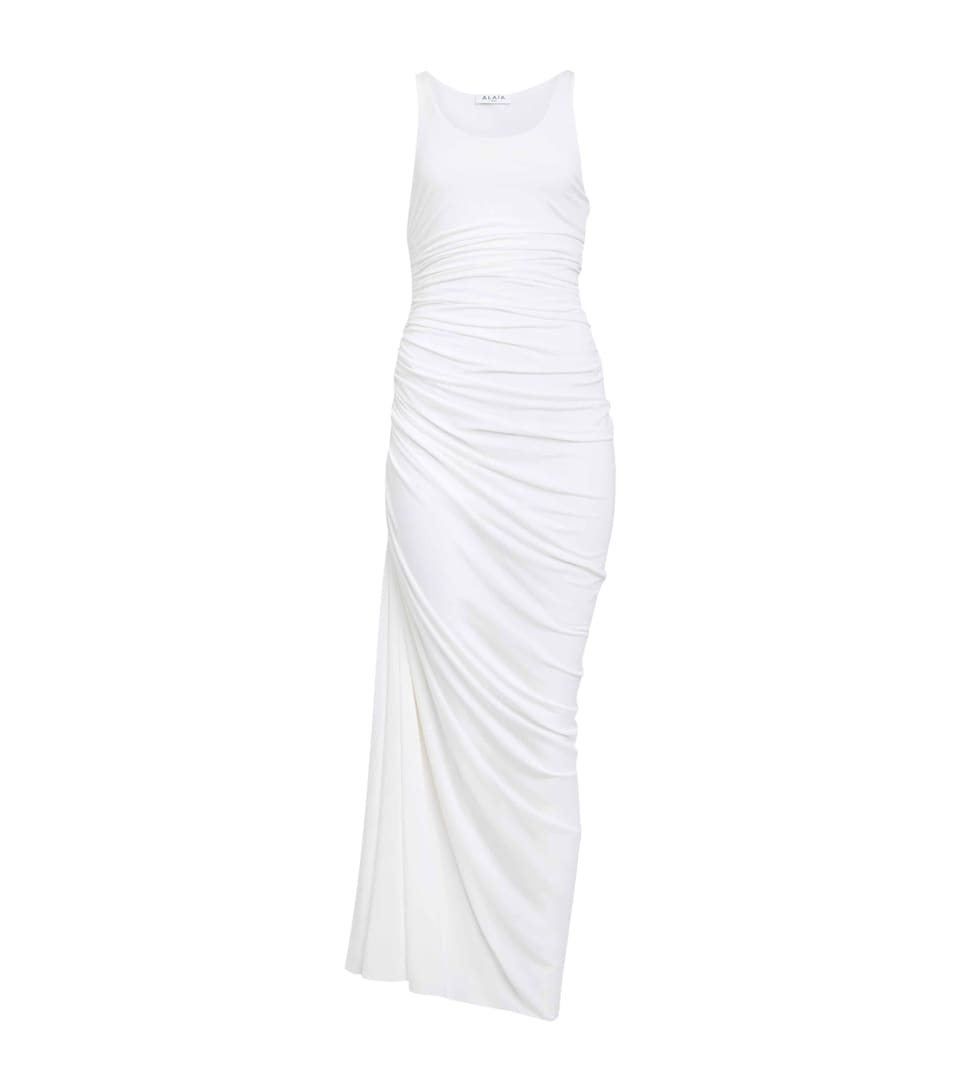 Asymmetric Gathered Maxi Dress