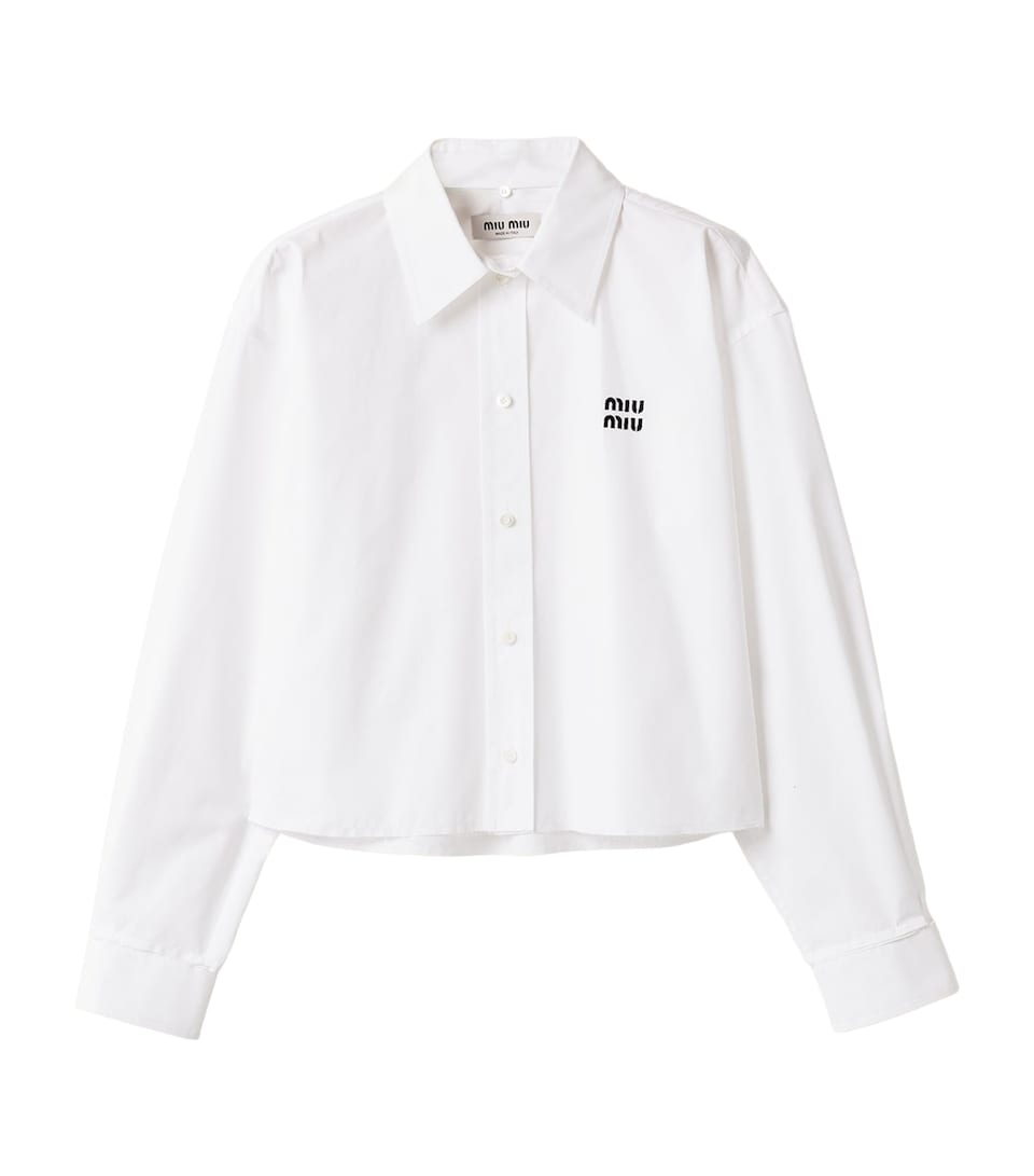 Miu Miu Womens Cotton Poplin Cropped Shirt