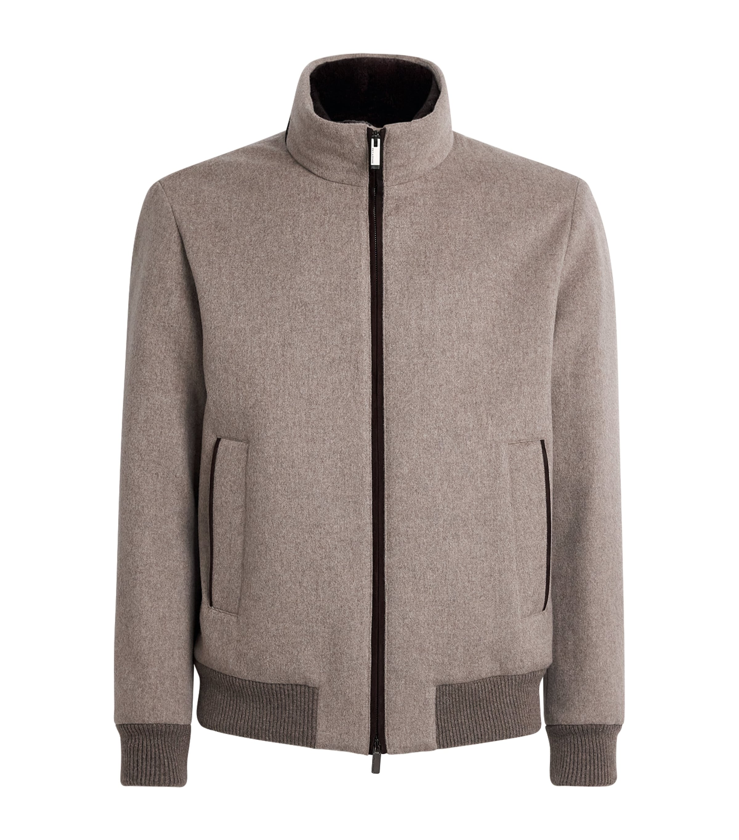 Paul & Shark Mens Cashmere Padded Bomber Jacket Beige