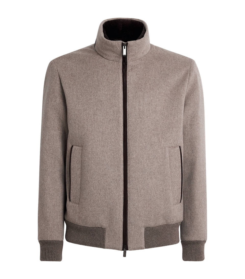 Paul & Shark Mens Cashmere Padded Bomber Jacket Beige