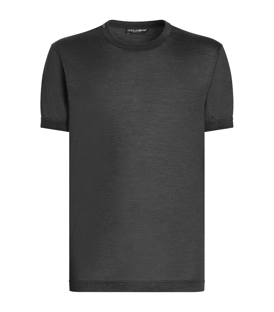 Dolce&Gabbana Mens Silk T-Shirt Melange Grey
