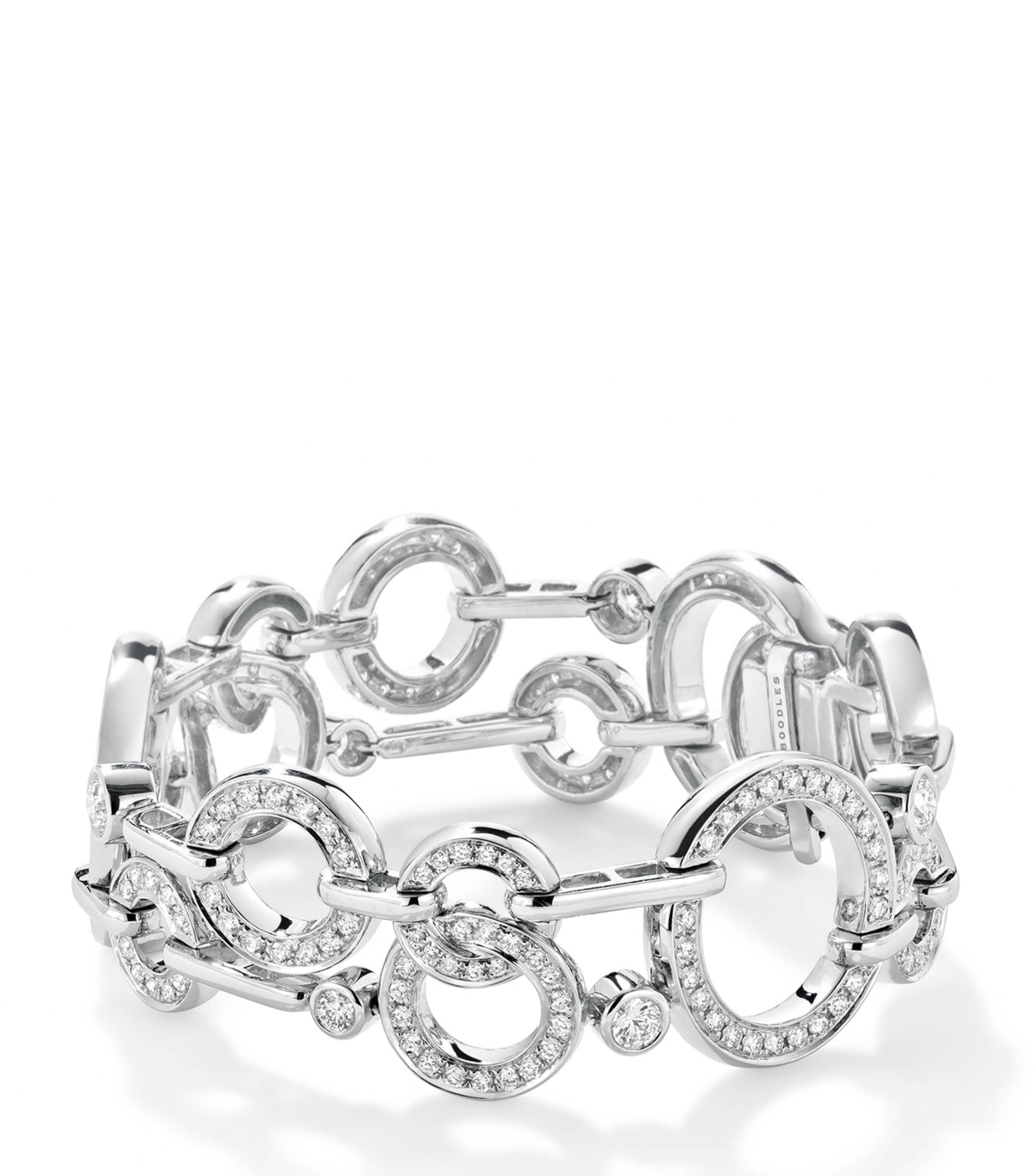 Boodles White Gold and Diamond Large Roulette Bracelet Silver