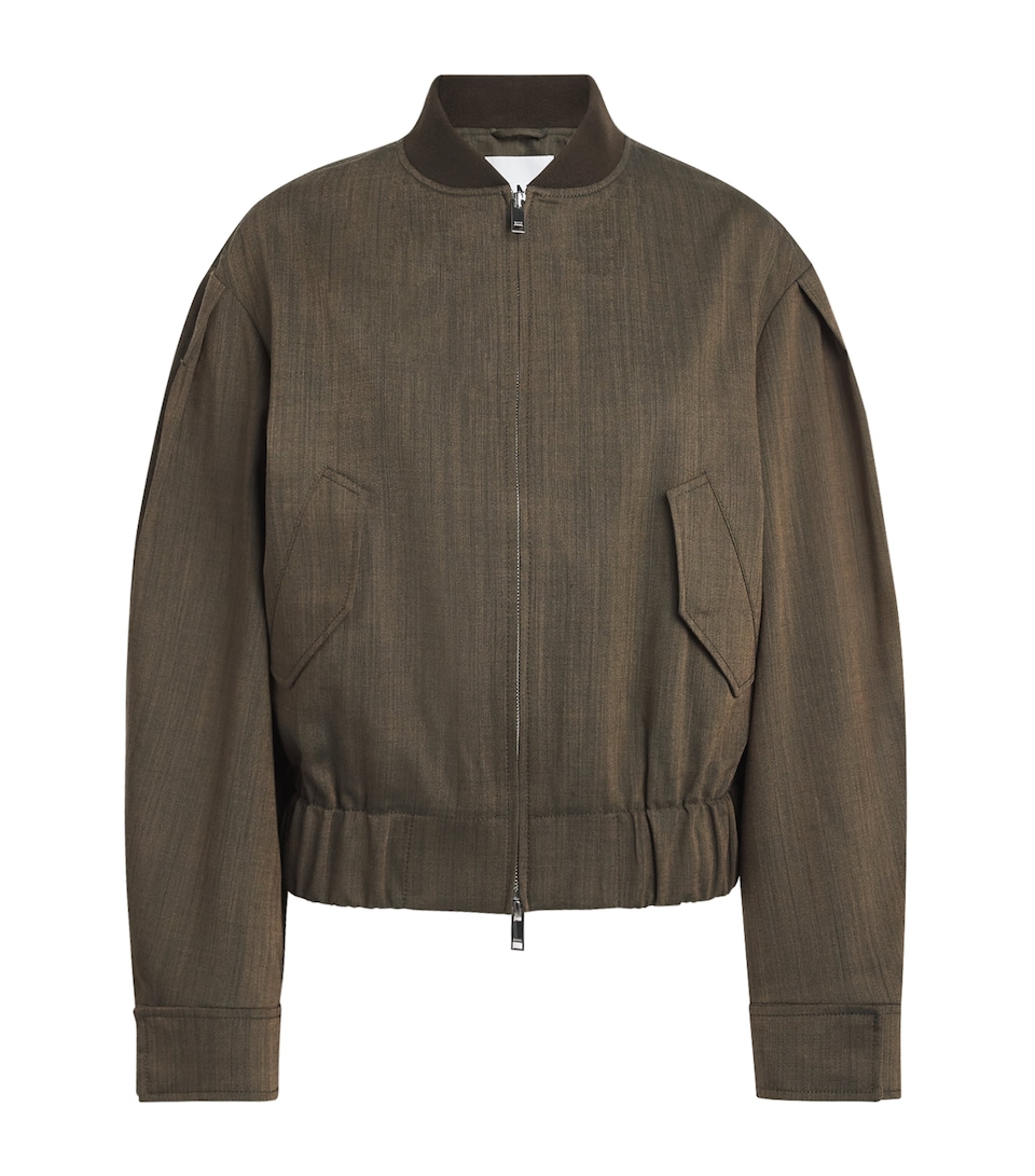 GANNI Womens Wool Bomber Jacket Zxz Canteen