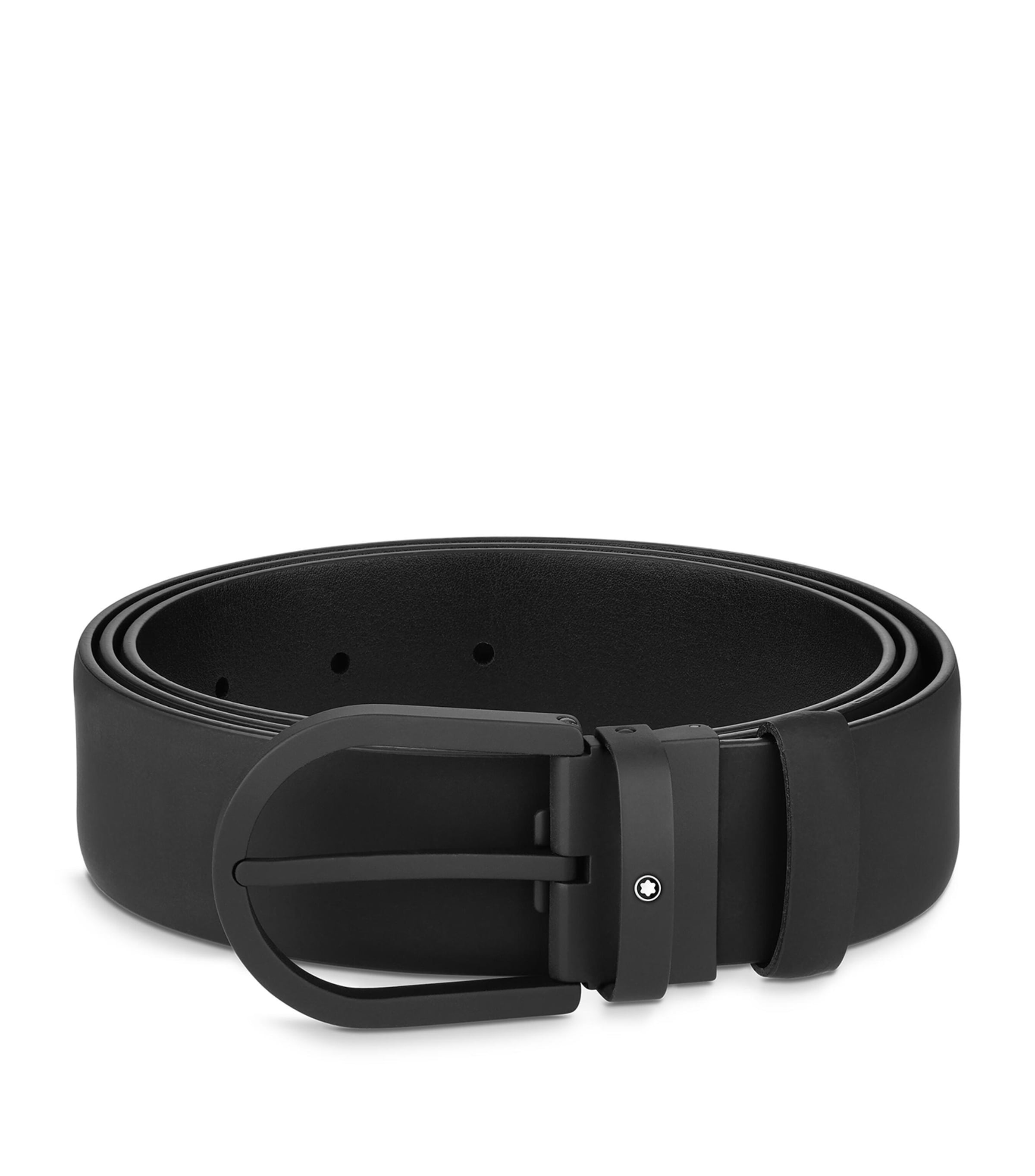 Montblanc Leather Horseshoe Belt Black