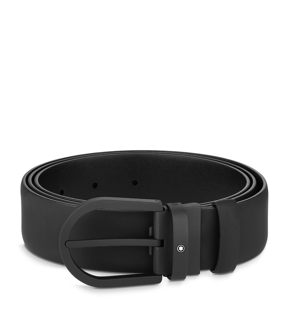 Montblanc Leather Horseshoe Belt Black