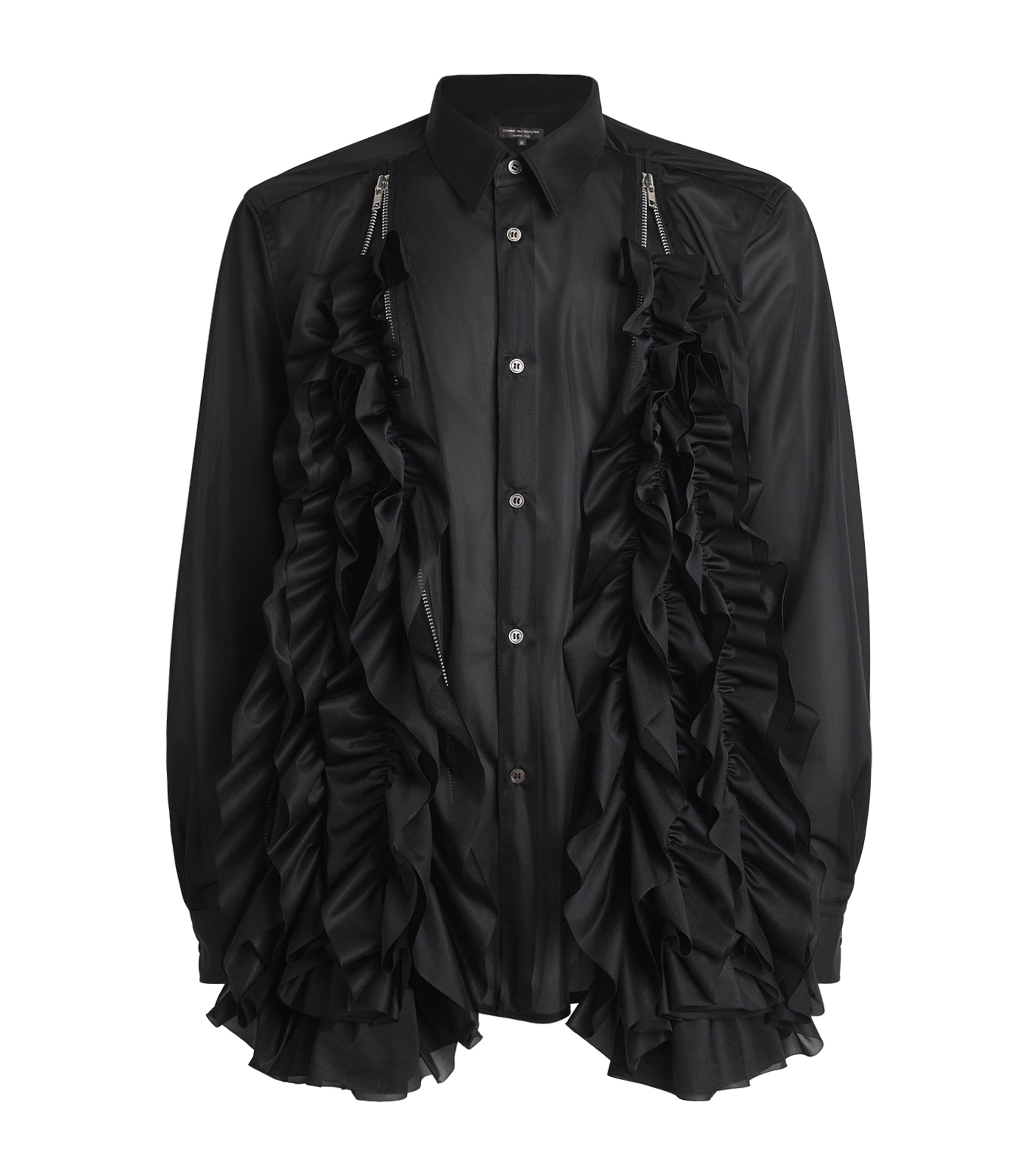 Ruffled Zip-Detail Shirt