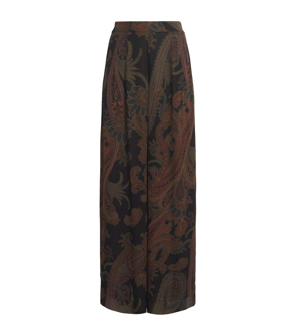 PAIGE Womens Georgette Paisley Carina Trousers Black Multi