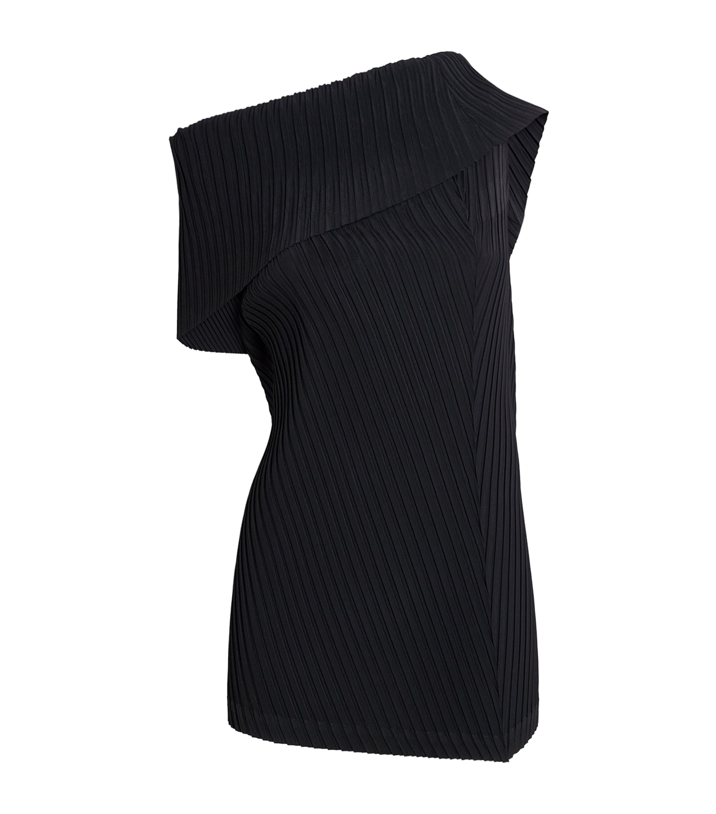 Issey Miyake Womens Tubular Pleats Tunic Top Black