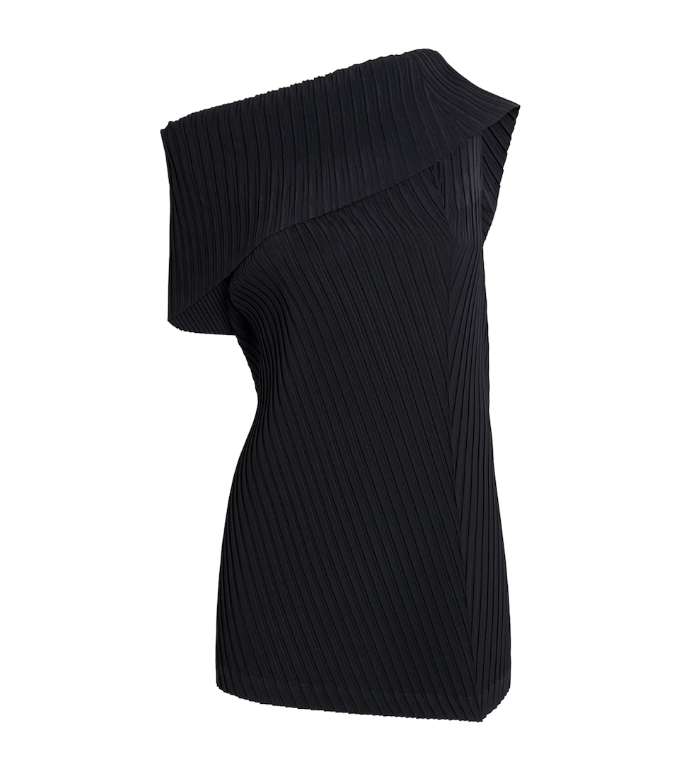 Issey Miyake Womens Tubular Pleats Tunic Top Black